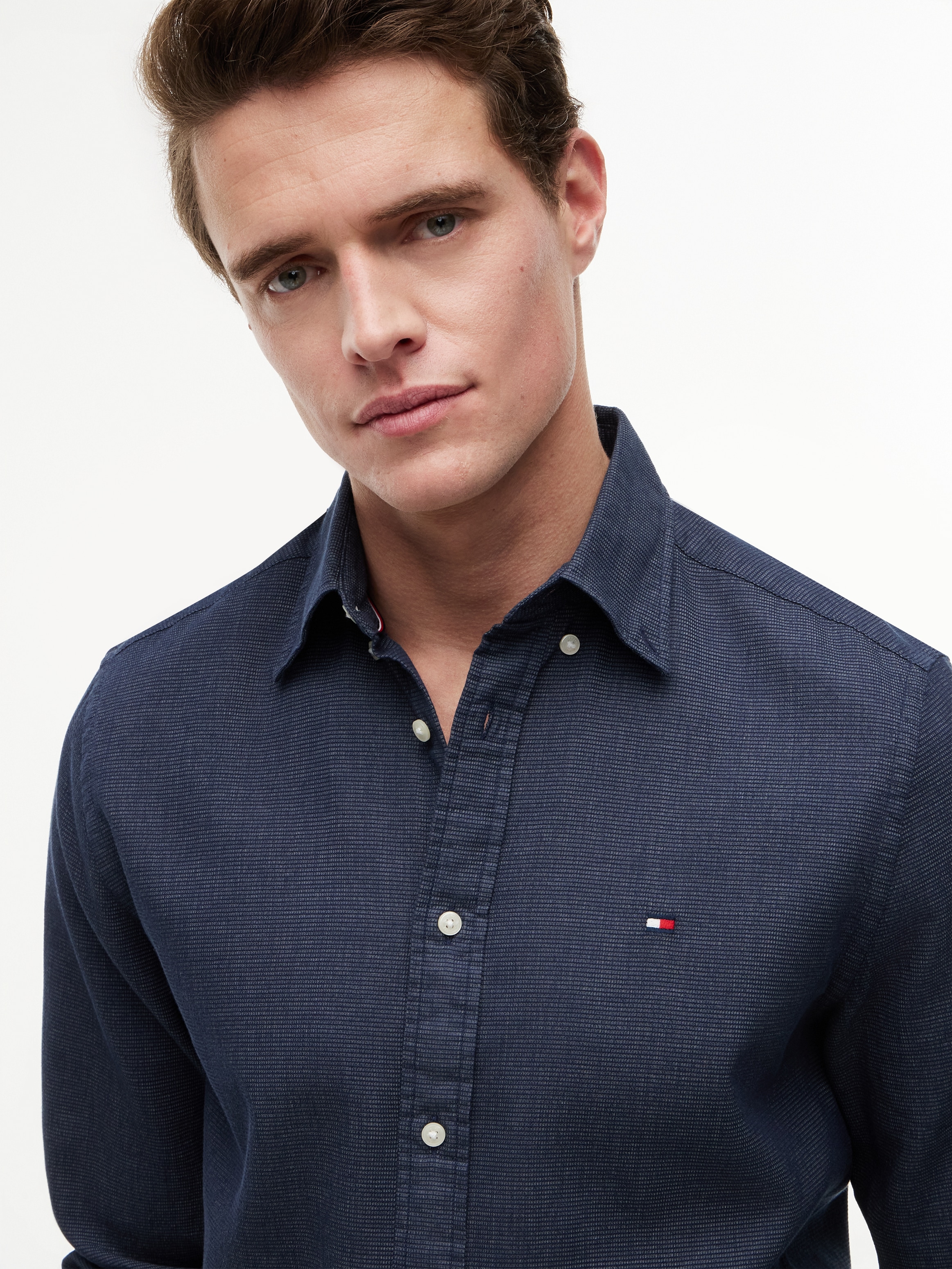 Tommy Hilfiger Langarmhemd »FLEX POP MINI DOBBY RF SHIRT« Regular Fit Dobby Structure