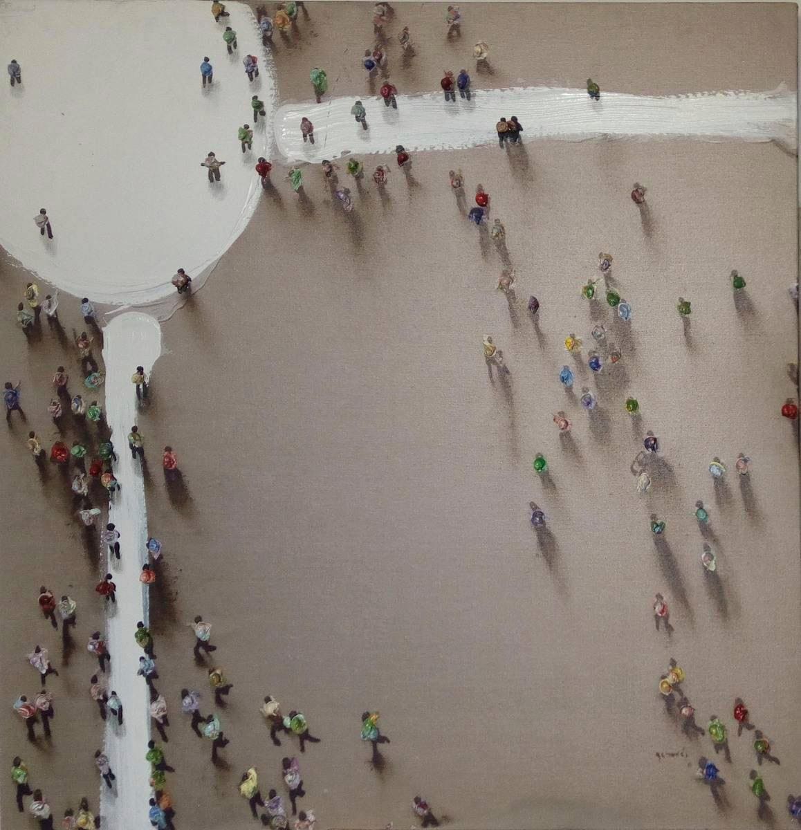 Ölbild »Menschengruppe«, 100cm x 100cm