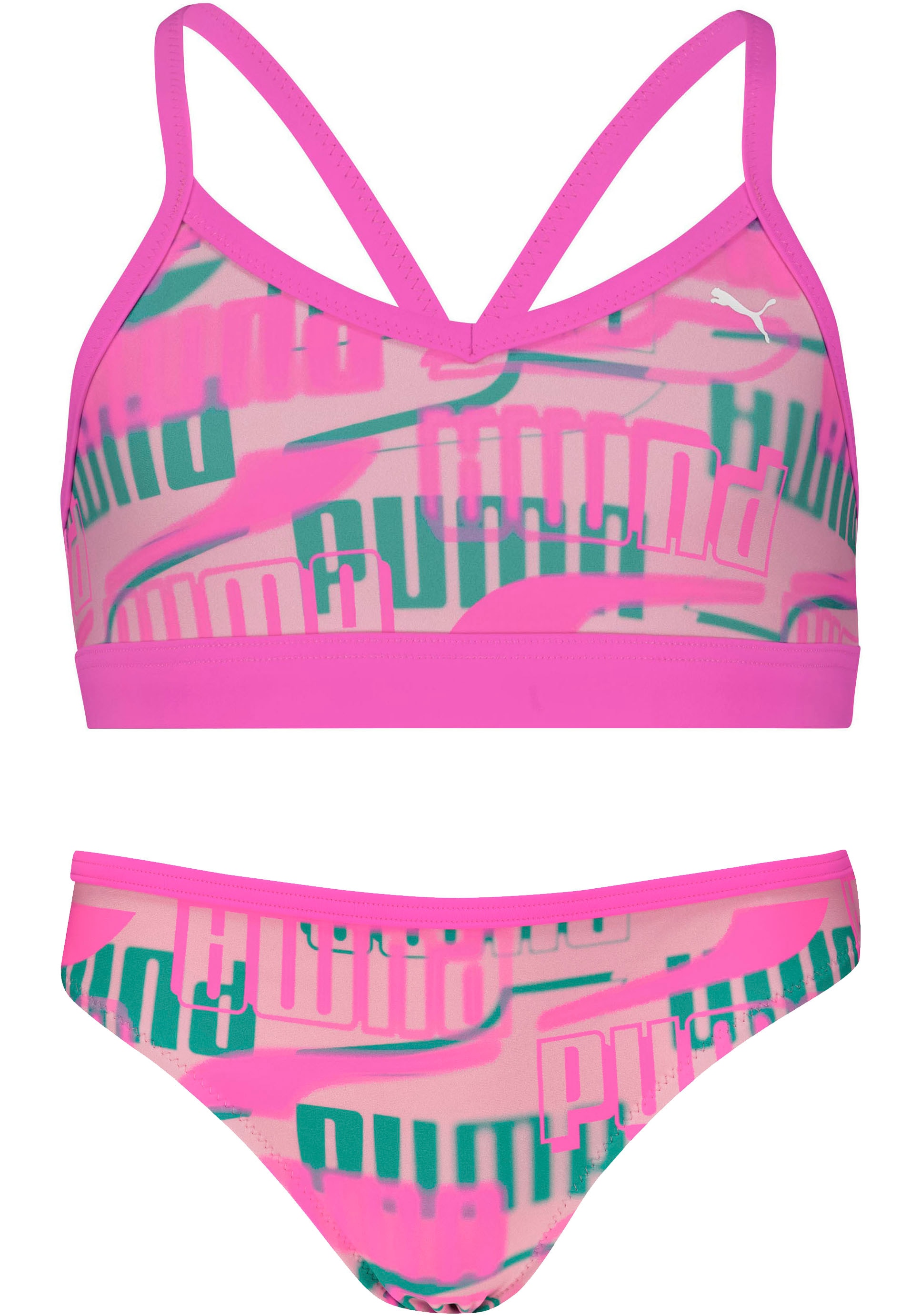 PUMA Bustier-Bikini, (Set), mit allover Logoprint