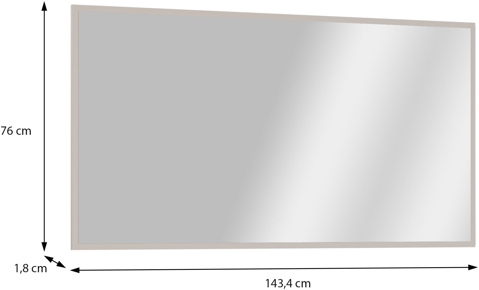 FORTE Garderobenspiegel B/H/T 143,4/76/1,8 cm, Wandmontage