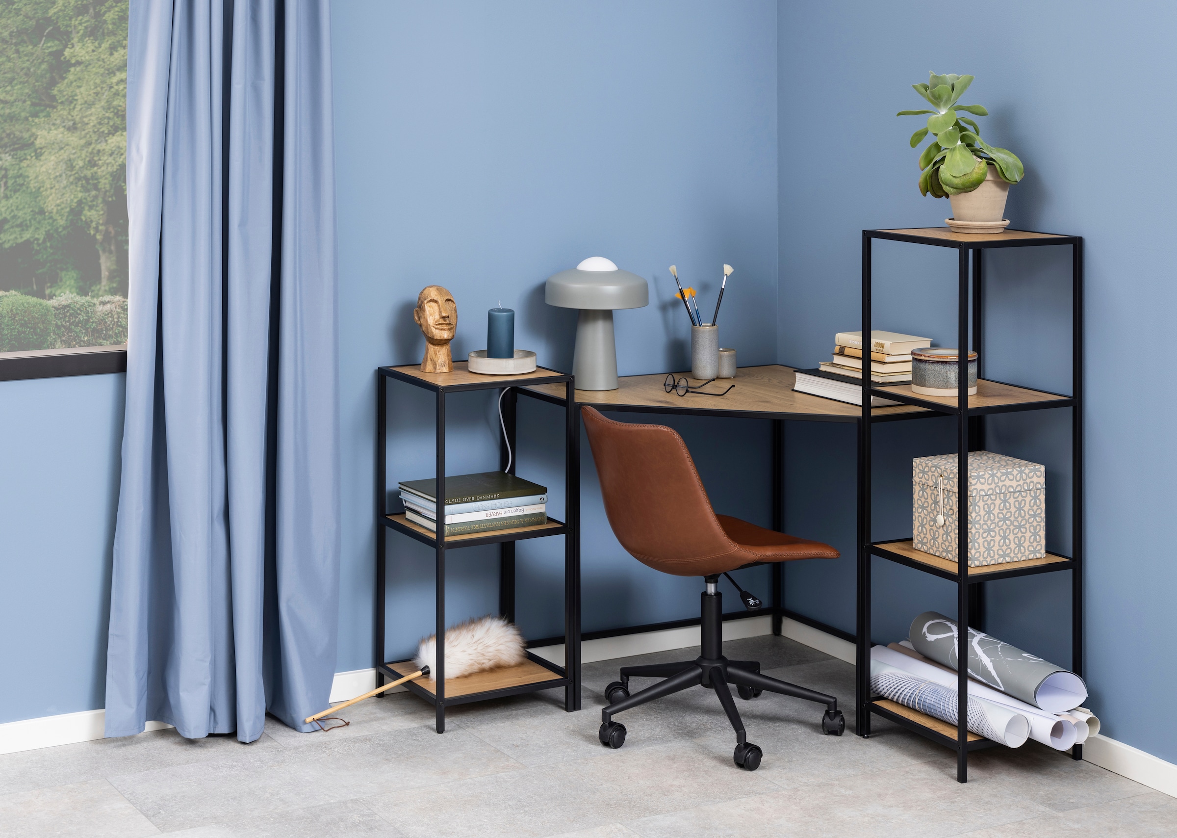 ACTONA GROUP Bücherregal, Metallgestell im Industrie-Look, 3 Einlegeböden, weitere Variationen
