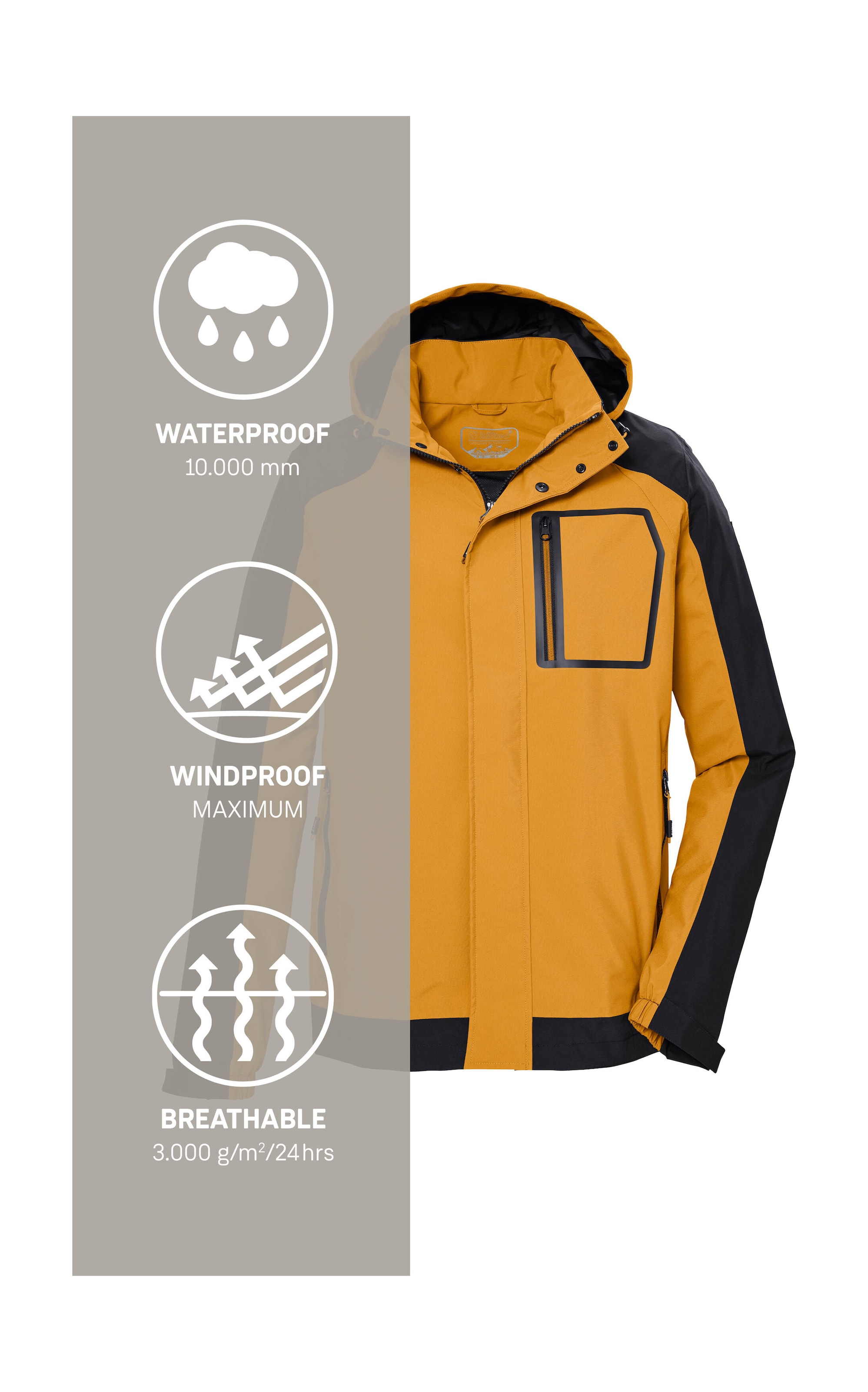 Killtec Outdoorjacke »KOS 54 MN JCKT«, wind- u wasserdicht, atmungsaktiv, PFAS-frei imprägniert