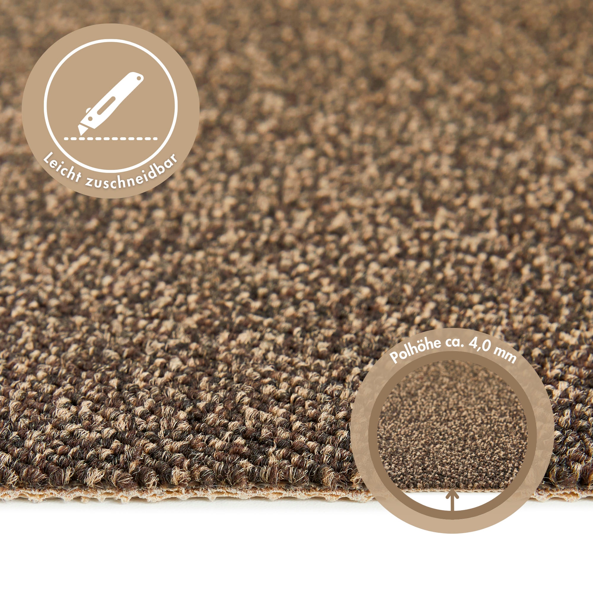 Andiamo Teppichboden »Matz, Schlinge, Made in Belgium«, rechteckig, 6 mm Höhe, meliert, Breite 400 cm oder 500 cm, strapazierfähig & pflegeleicht