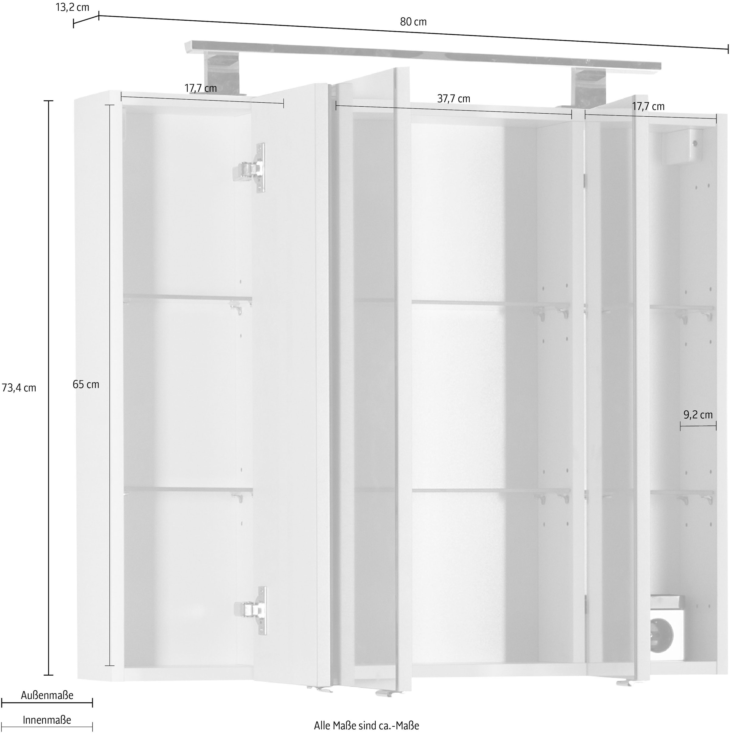 Shop »3400 Breite im Basic«, Spiegelschrank Online 80 kaufen MARLIN cm OTTO