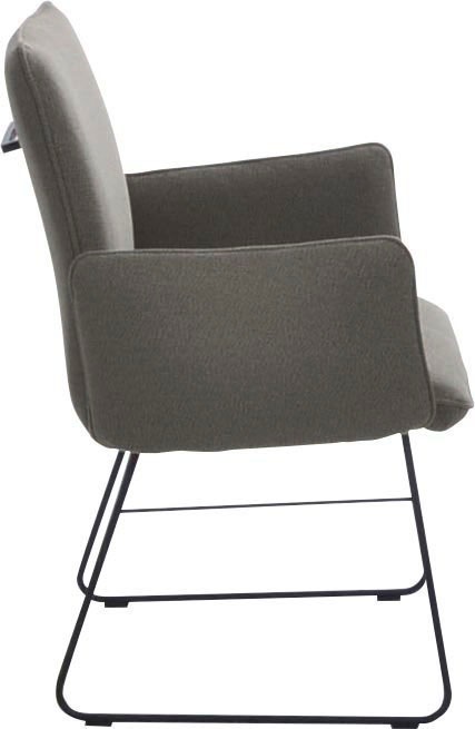 K+W Komfort & Wohnen Armlehnstuhl, 1 St., Flachgewebe Q2 2250, Drahtkufengestell in Metall schwarz, Griff am Rücken, Steppung im Sitz