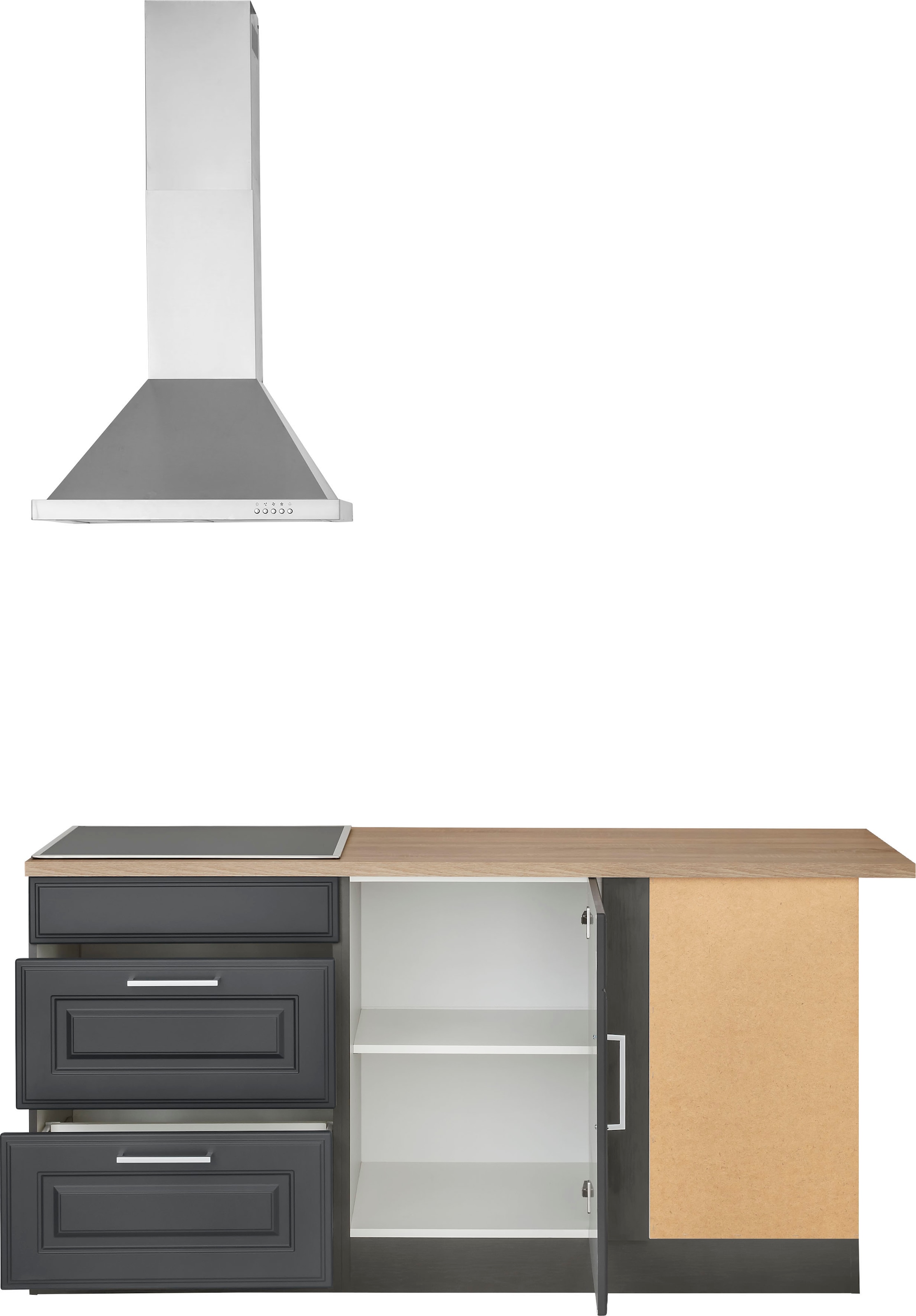 KOCHSTATION Winkelküche »KS-Stockholm – Küche mit hochwertiger und detailreicher Landhausfront« Stellbreite 290x170 cm, wahlweise mit E-Geräten, MDF-Fronten