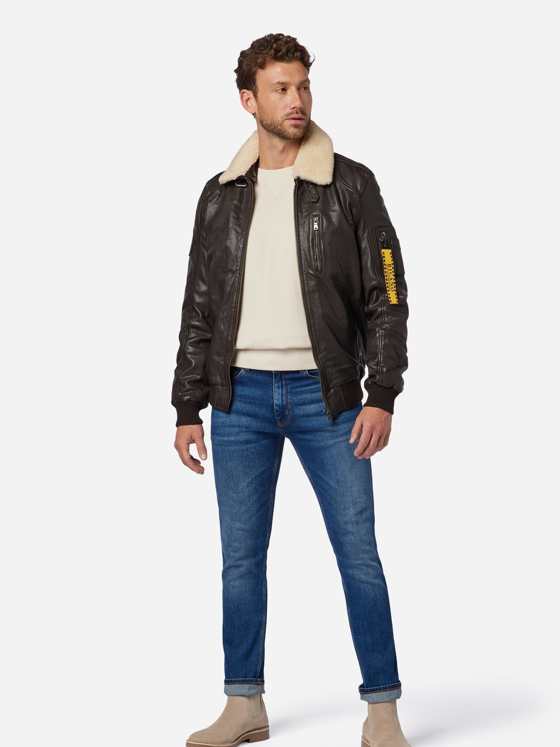 RICANO Bomberjacke »Lederjacke TG-1011« ohne Kapuze Handgefertigt aus echtem Leder