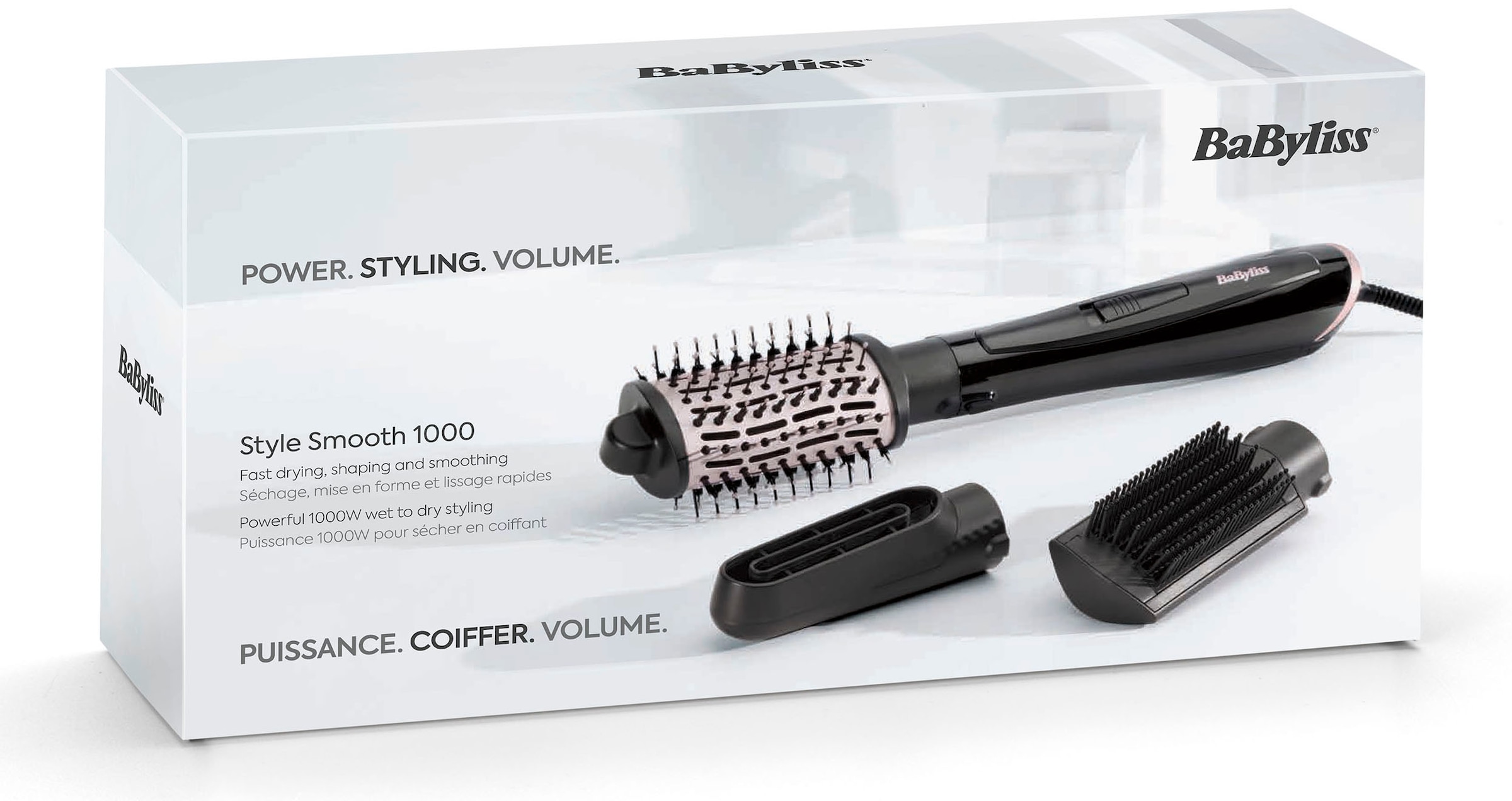 BaByliss Warmluftbürste »Style Smooth 1000 AS128E«, 3 Aufsätze}