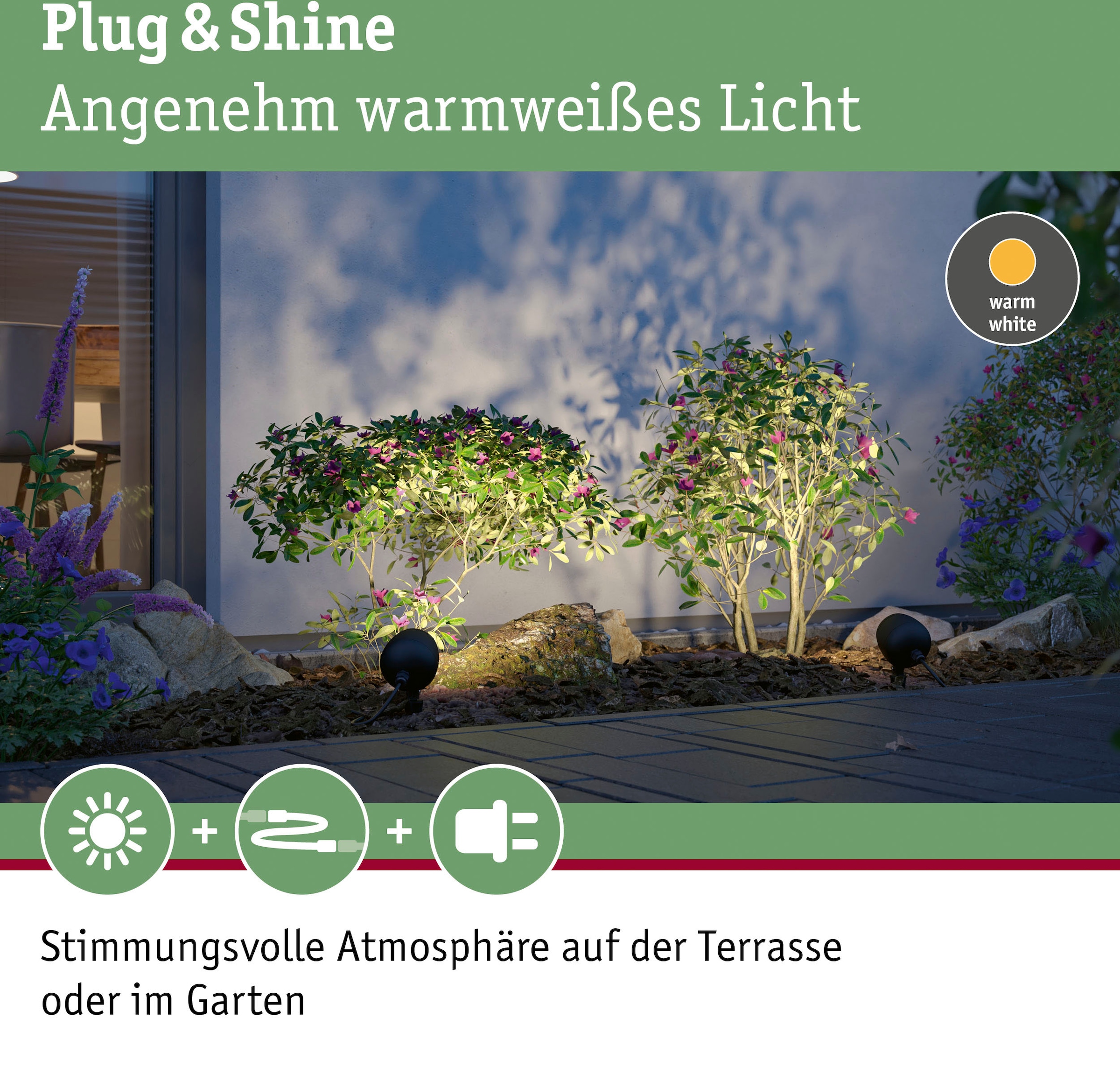 Paulmann LED Gartenleuchte »Outdoor Plug & Shine Spot Kikolo 60° 3000K anthrazit«, 1 flammig, Outdoor Plug & Shine Spot Kikolo 60° 3000K anthrazit