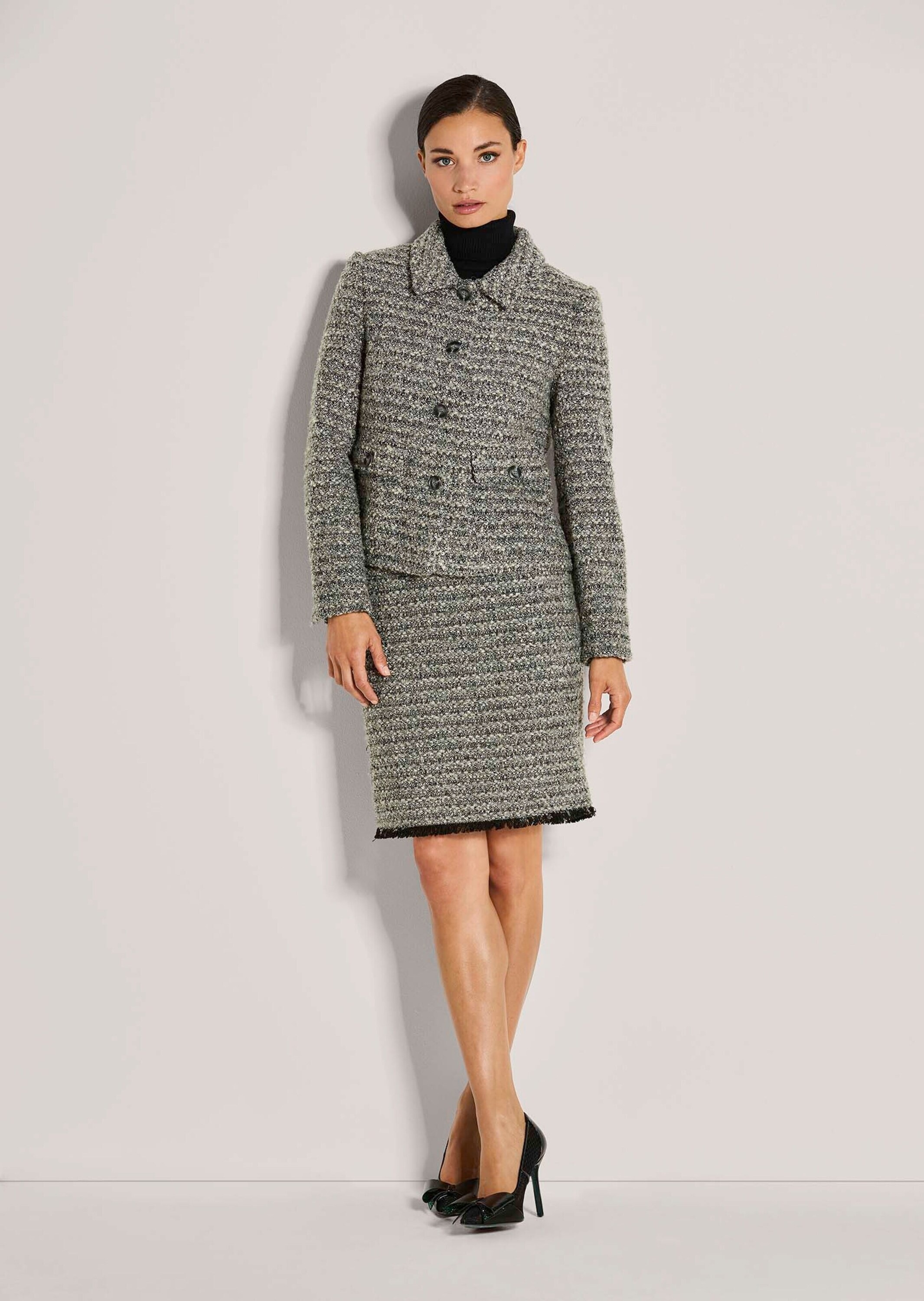 MADELEINE Jackenblazer »Tweedblazer Kurzblazer mit französischer Eleganz« Tweed Blazer, Fransendetails