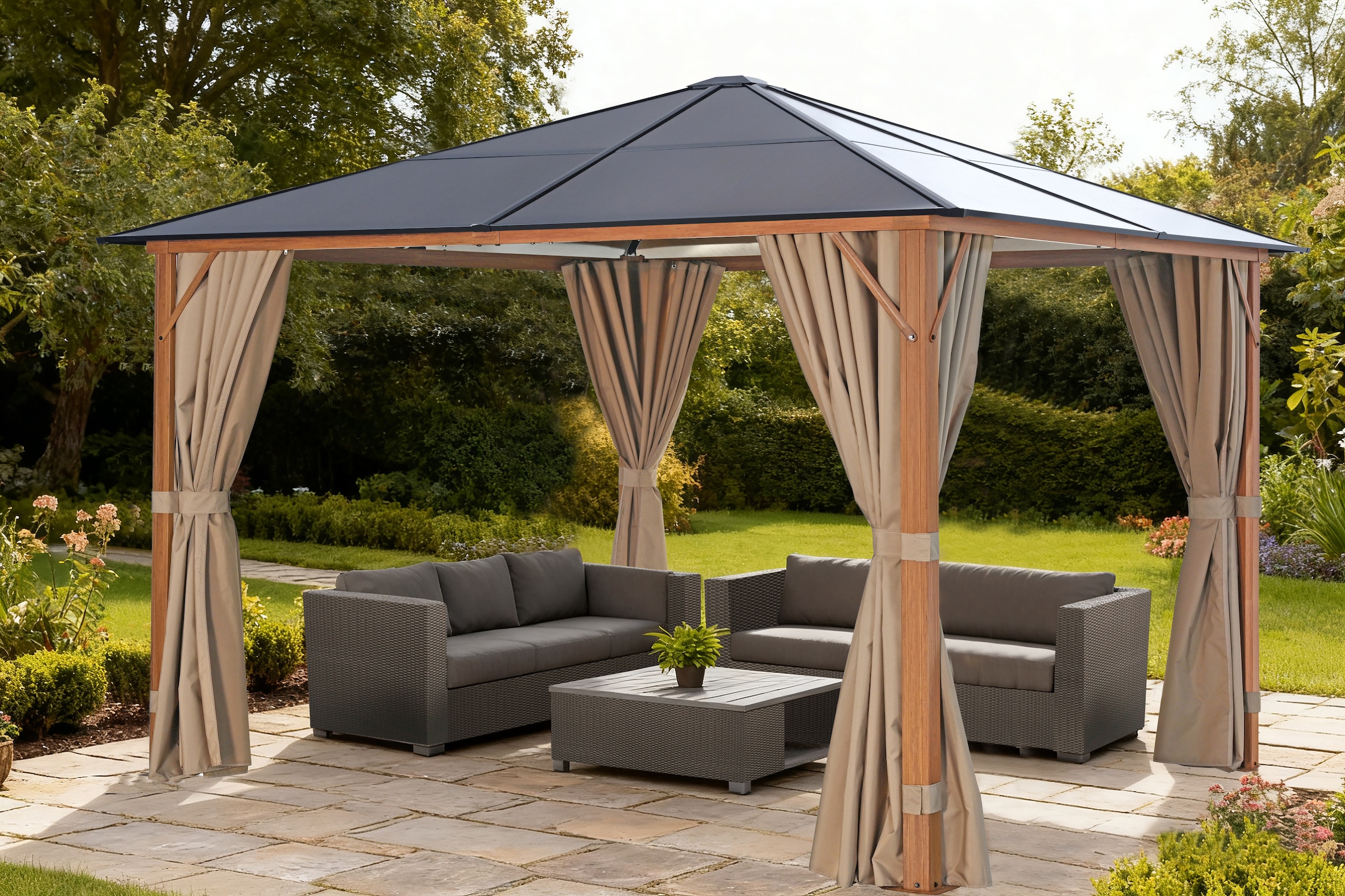 KONIFERA Pavillon »Aruba« Gestell aus Aluminium, Dach aus Polycarbonat-Stegplatten