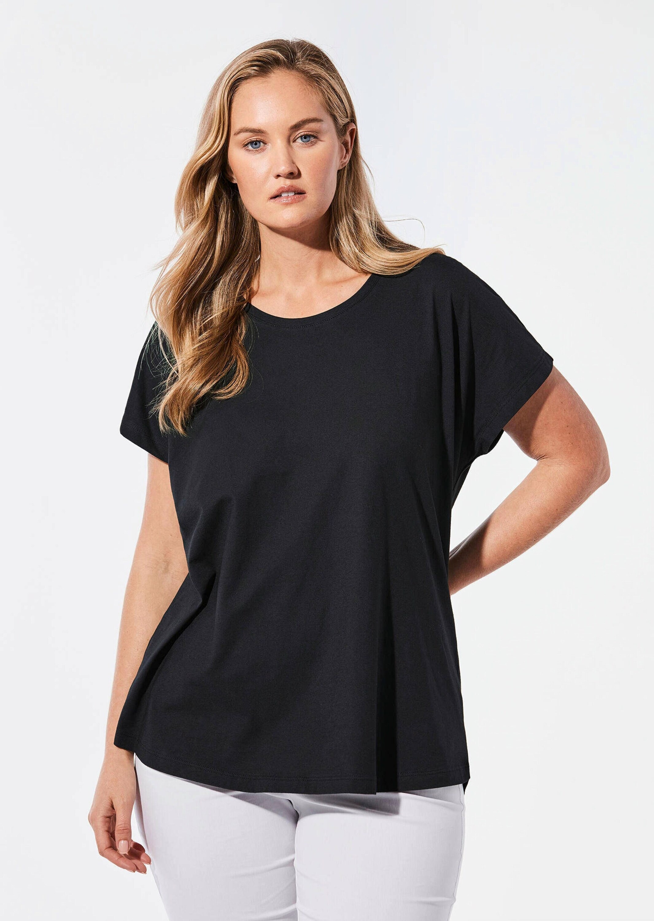 GOLDNER Kurzarmshirt »Shirt mit Rundhalsausschnitt«
