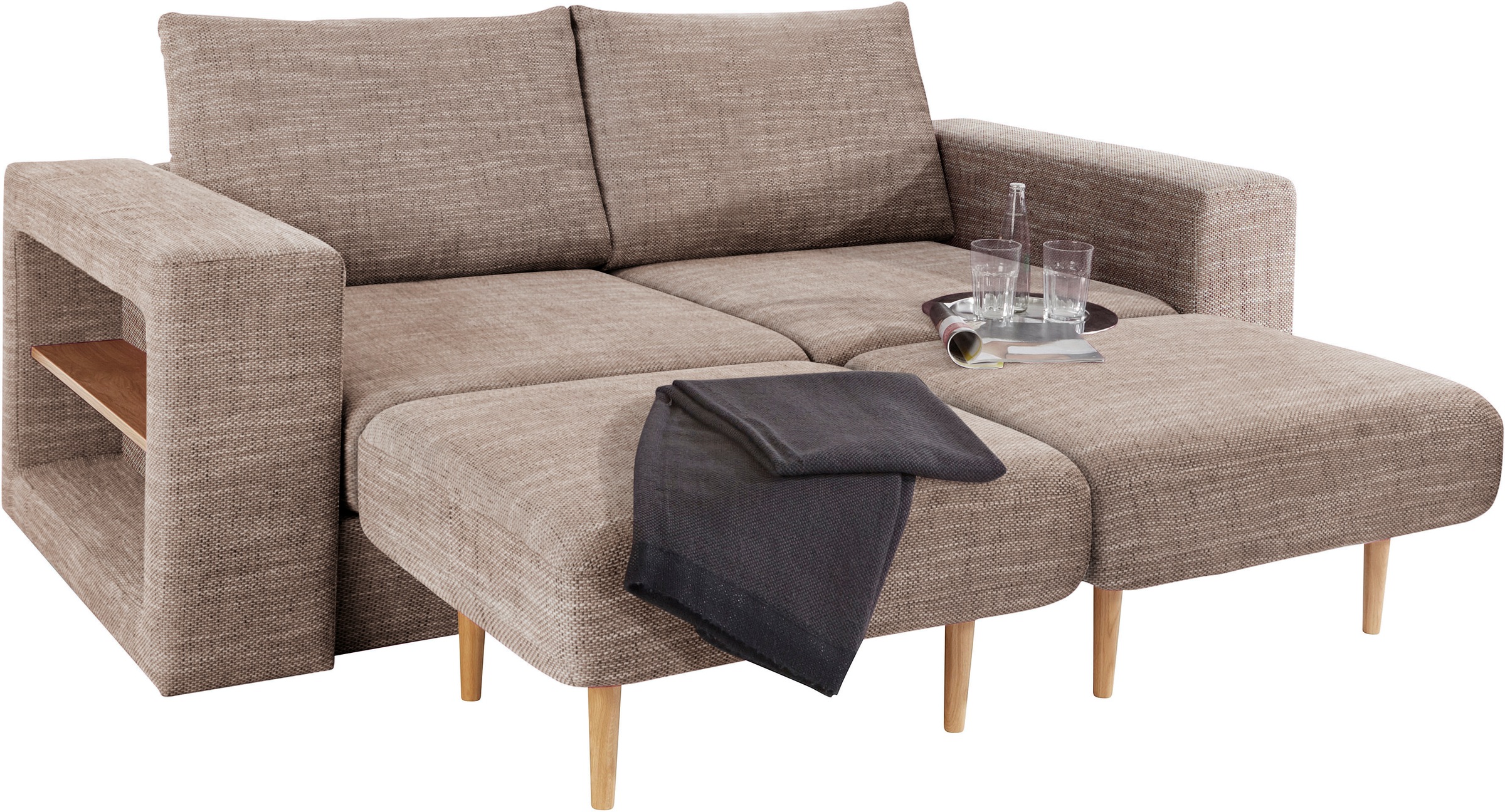 LOOKS by Wolfgang Joop 3-Sitzer »Looksvb«, Verwandlungssofa: aus Sofa wird Sofa mit 2 Hockern, mit Regalfunktion