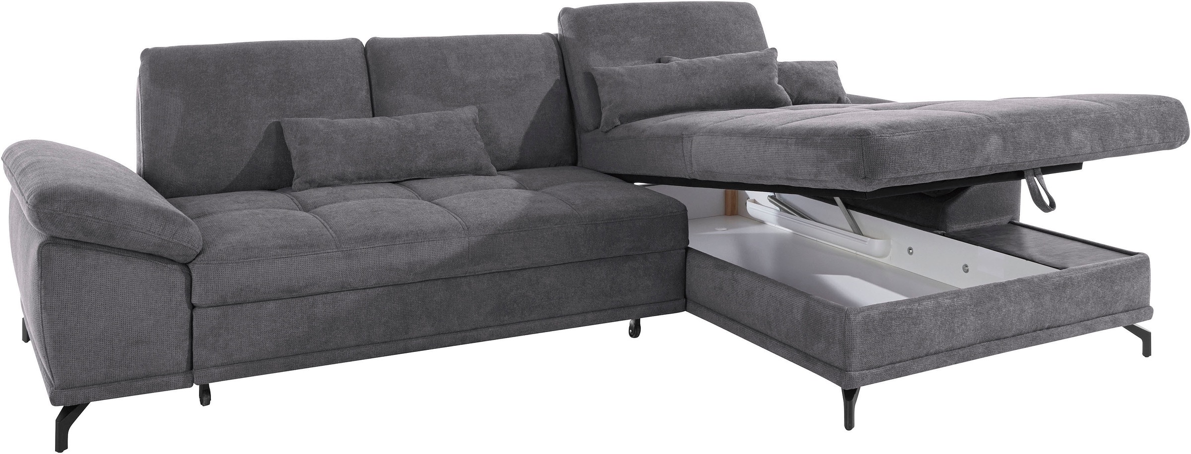 Places of Style Ecksofa Costello, mit Sitztiefenverstellung und Armlehnfunktion, incl. 3 Nierenkissen