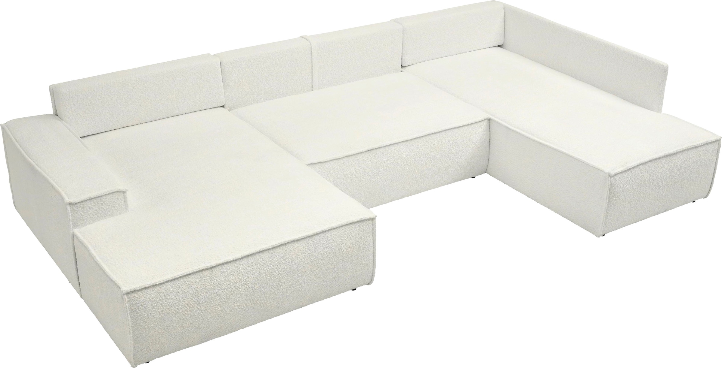 andas Wohnlandschaft »FINNLEY U-Form XXL 329 cm, Schlafsofa, Schlaffunktion m. Bettkasten«, (194/139 cm), Bouclé, Struktur und Cord