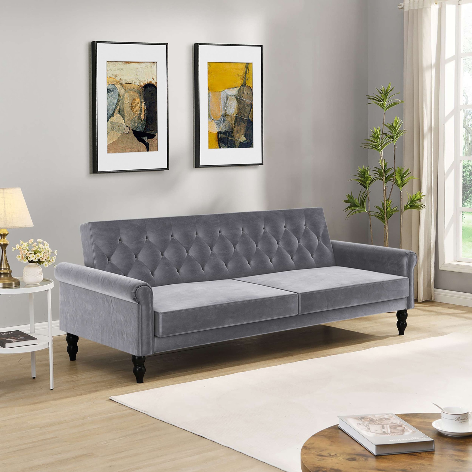 Dorel Home 3-Sitzer »Tyne«, Schlafsofa 222 cm, Bettfunktion (110/190cm), pflegeleichter Velours