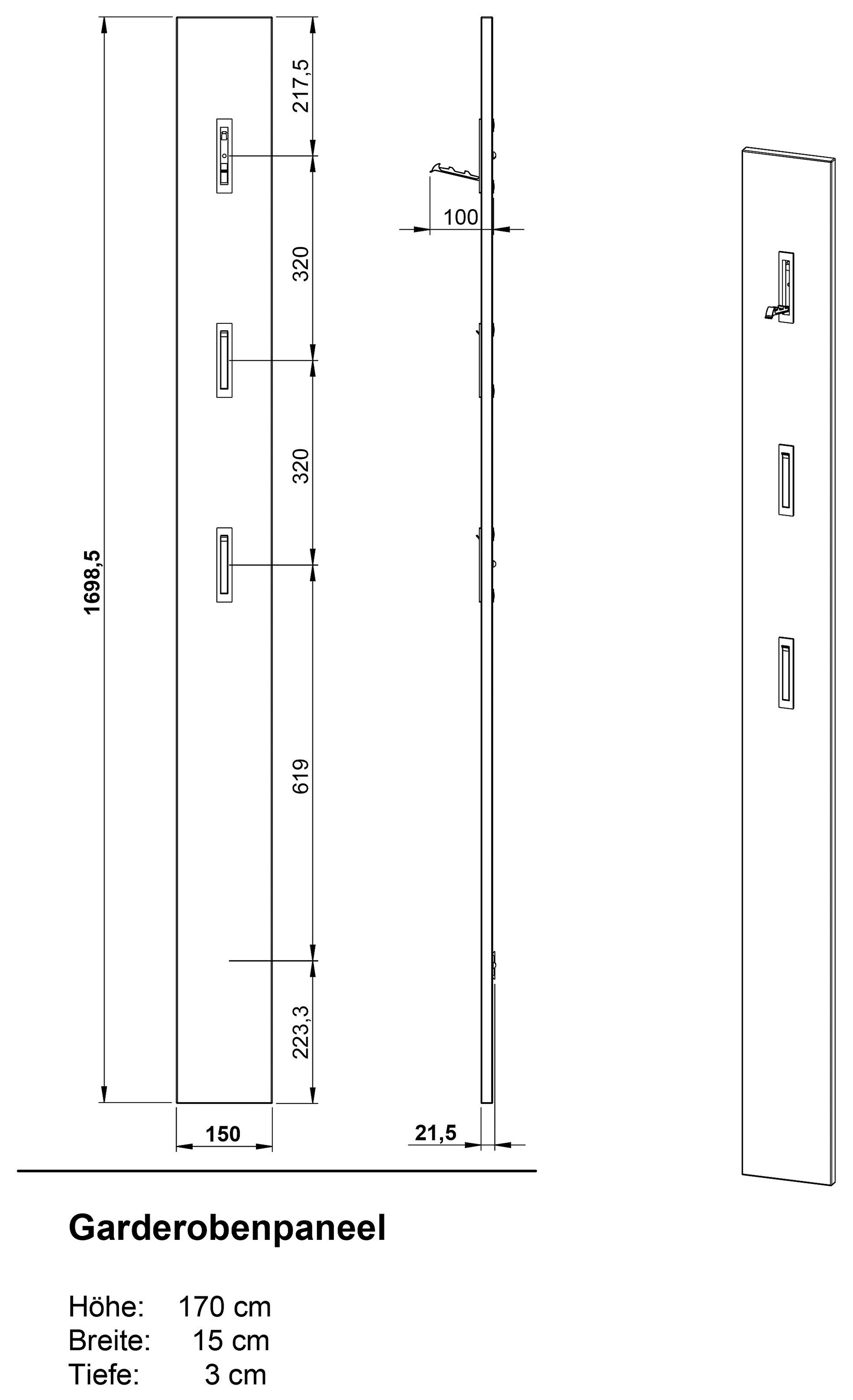 GERMANIA Garderoben-Set »GW-Baldone« 3 Stk. tlg.