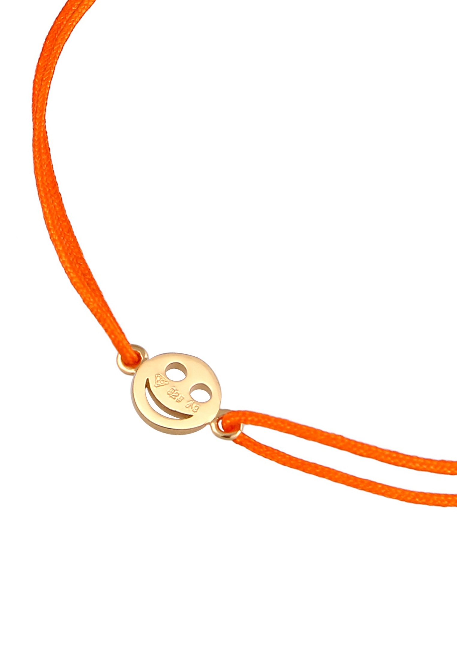 Elli Armkette »Armband mit Smile Face Textil 925 Silber vergoldet«