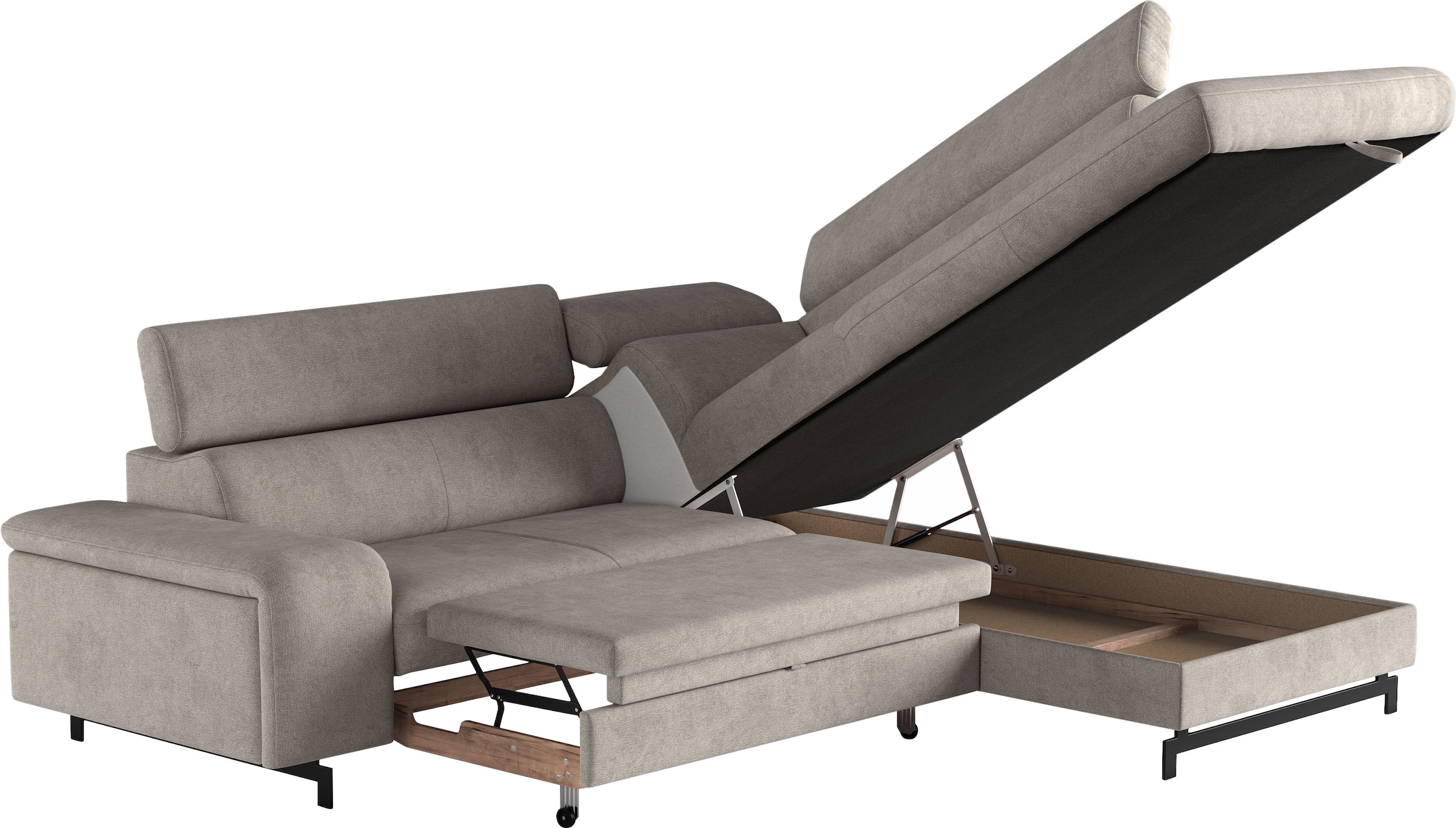 COTTA Ecksofa »Emma L-Form«, mit Kopfteilverstellung, wahlweise mit Bettfunktion & Bettkasten