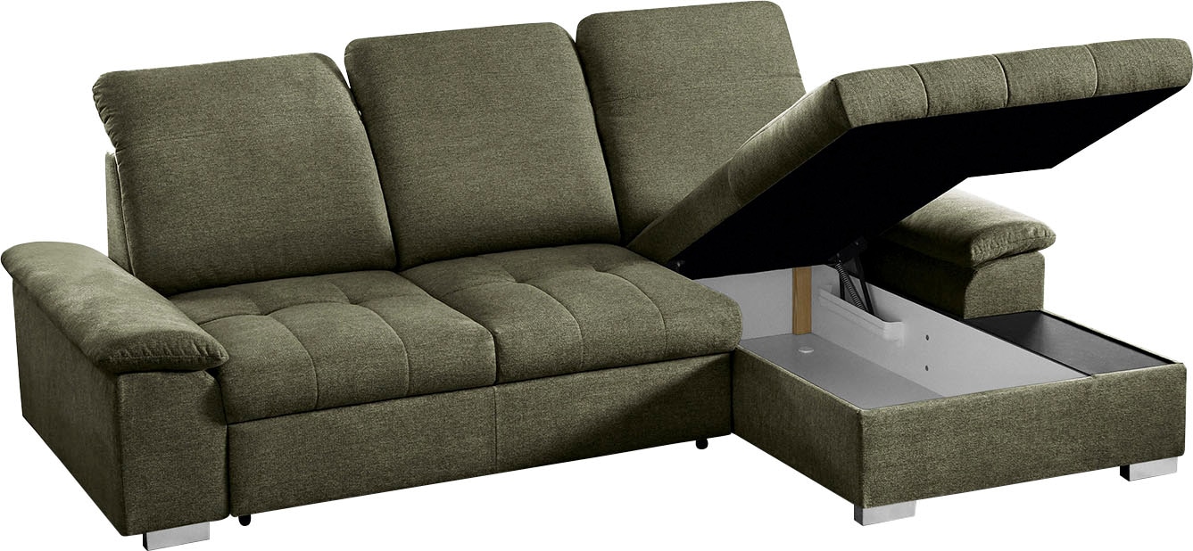 CALIZZA INTERIORS Ecksofa »Moli 1 L-Form«, mit Bettkasten, Kopfteilverstellung und Sitztiefenverstellung