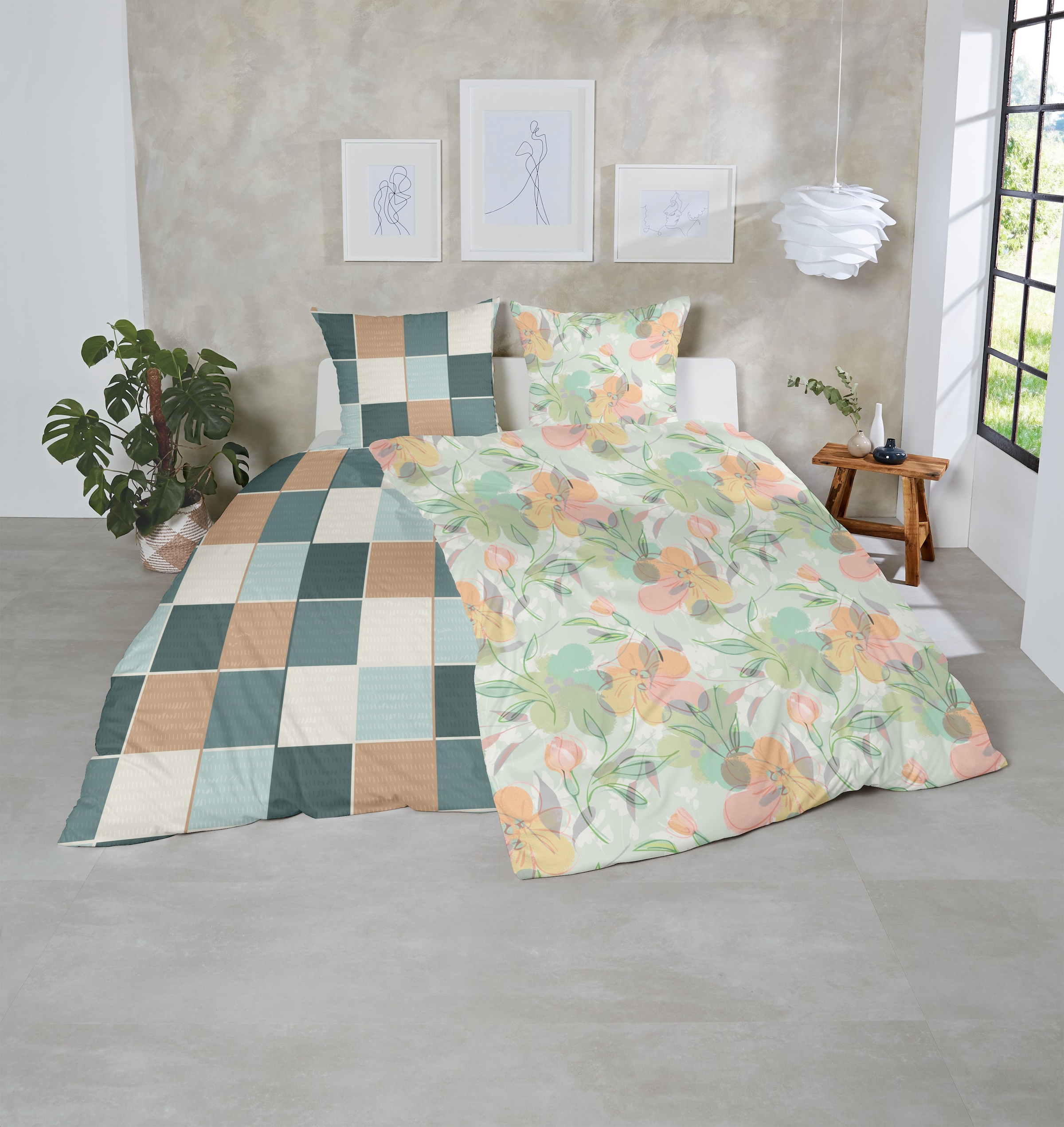 Primera Bettwäsche »Feinbiber-Bettwäsche Floris« 2 Stk. tlg. mit zarten Blüten