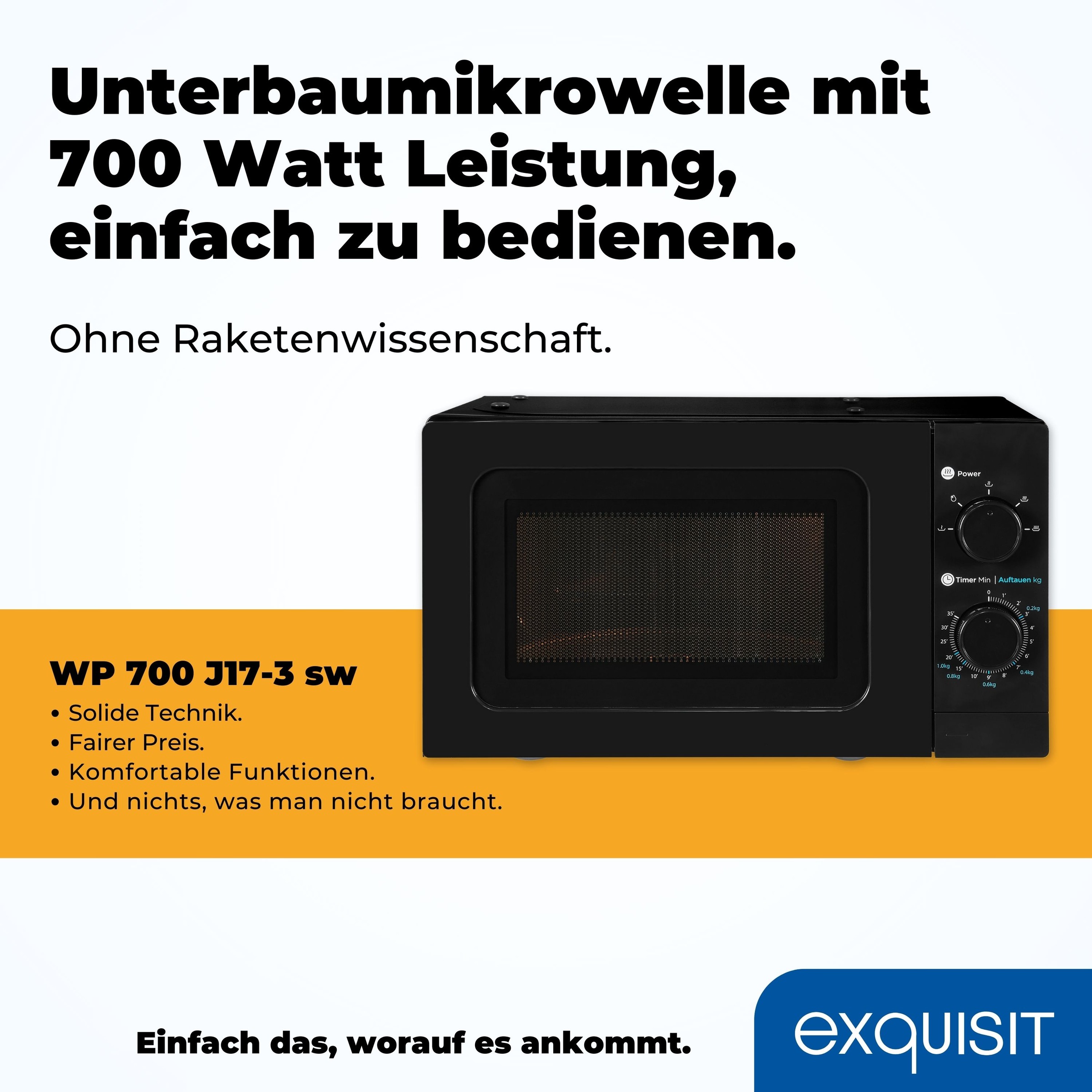 exquisit Mikrowelle »WP 700 J17-3 sw«, Mikrowelle, 700 W