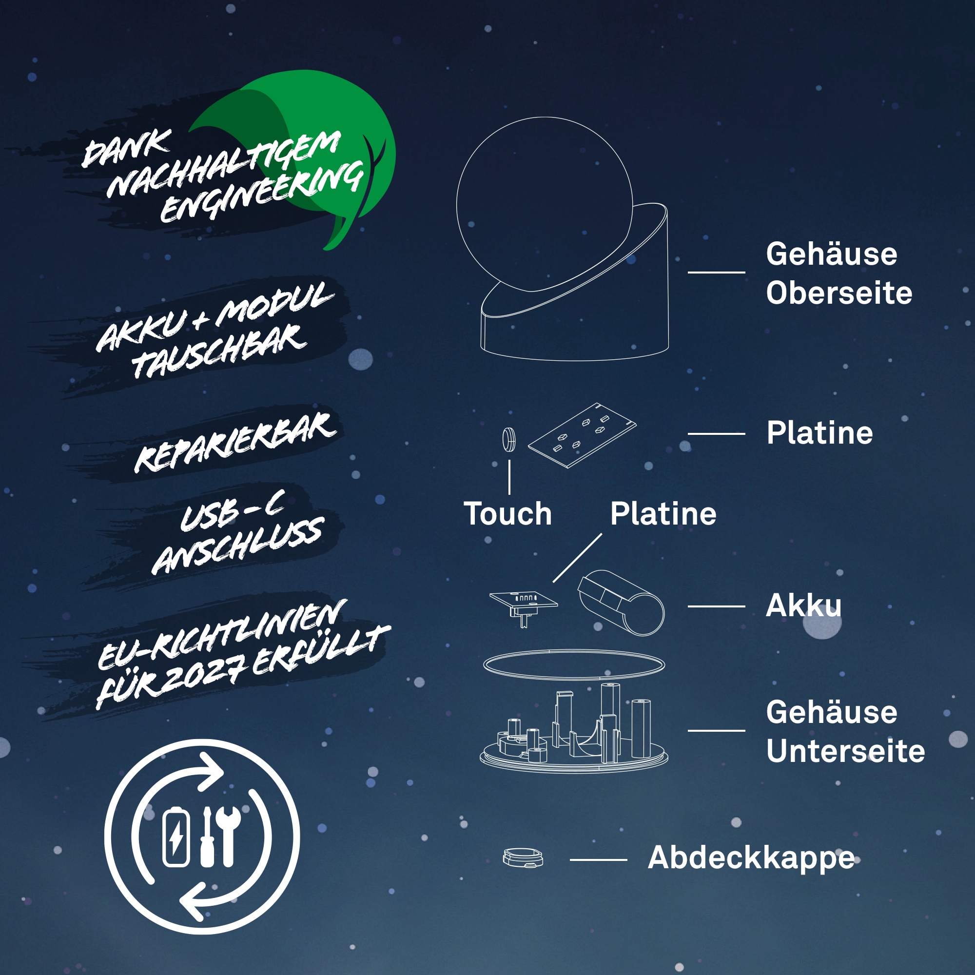 Briloner Leuchten LED Außen-Tischleuchte »SORA« LED-Board 2 Stk. Warmweiß kabellos 10x8x9cm Lindgrün 2W Kinderzimmer Flur Outdoor Aussen 2er-Set