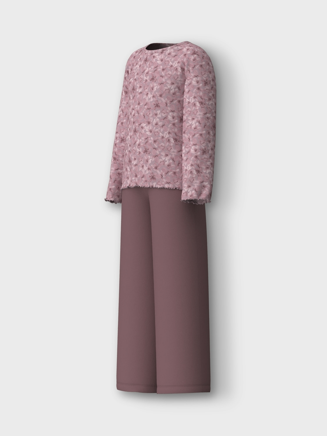 Name It Schlafanzug »NKFNIGHTSET MAUVE FLOWER LOOSE RIB NOOS«