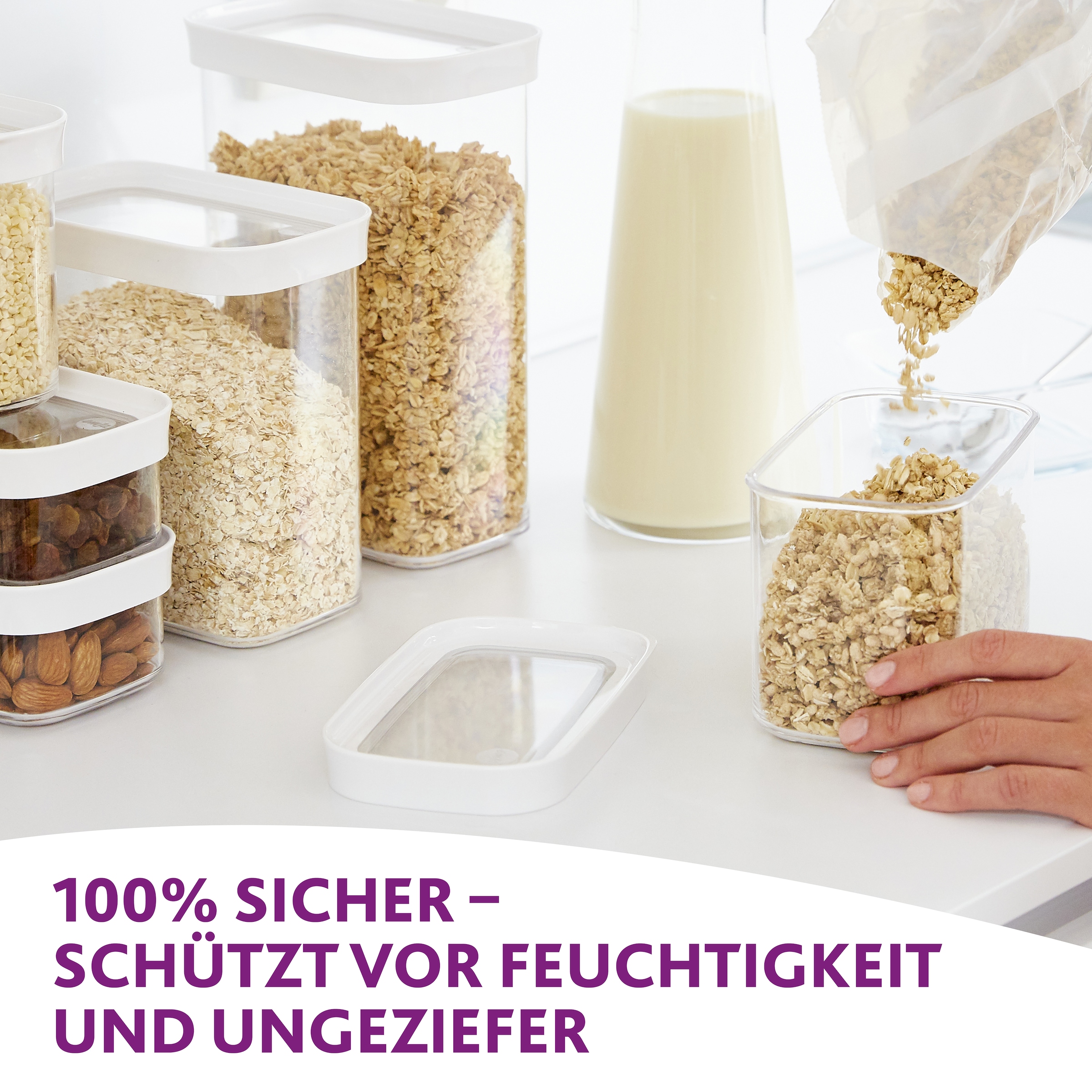 Emsa Vorratsdose »Optima«, (2 tlg.), 1 Liter, rechteckig, Schiebedeckel, frische Dichtung, Stapelränder