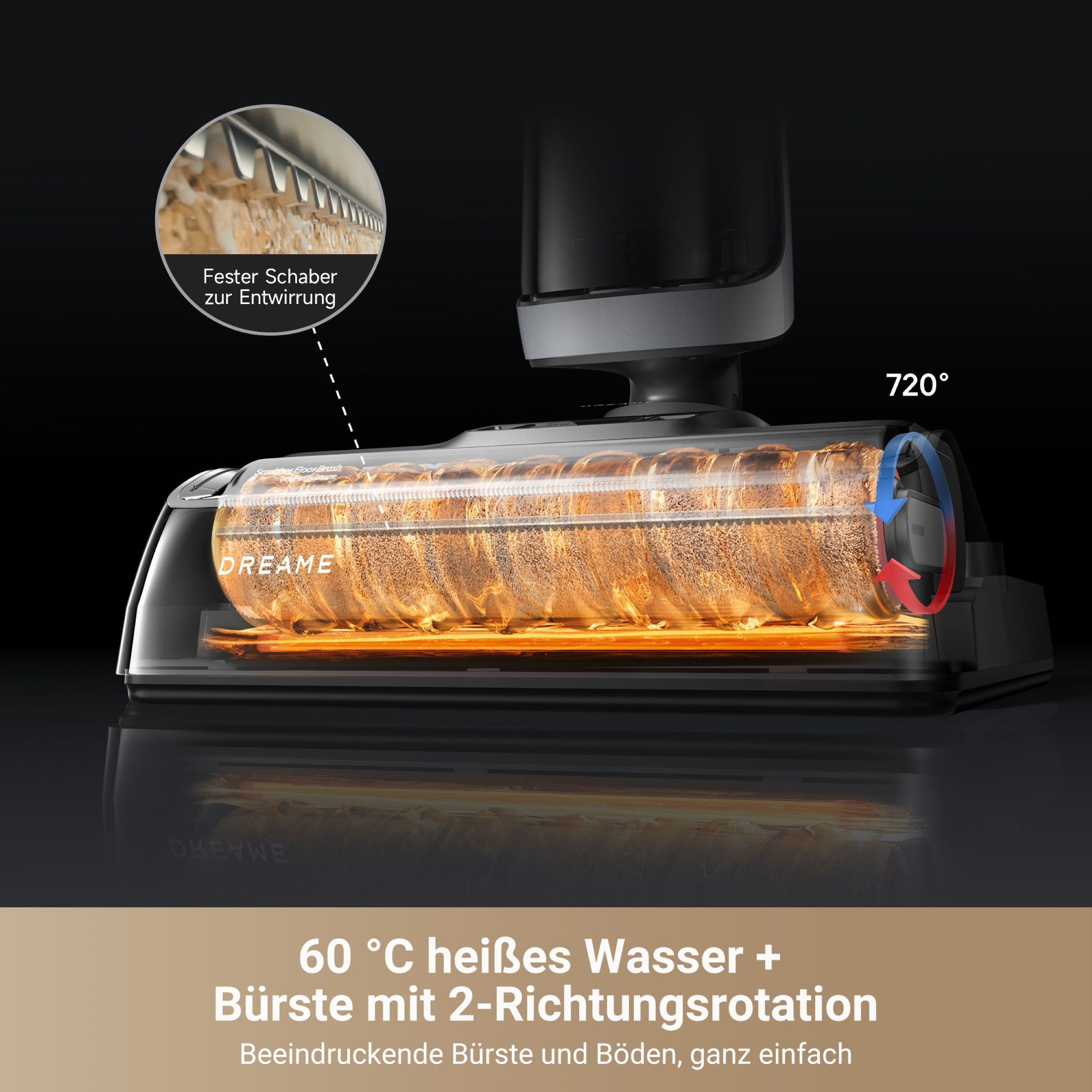 Dreame Nass-Trocken-Sauger »Dreame H14 Pro mit 18.000 Pa Saugkraft«, Flexible und gründliche 180° Reinigung, schnelle Trocknung der Bürste