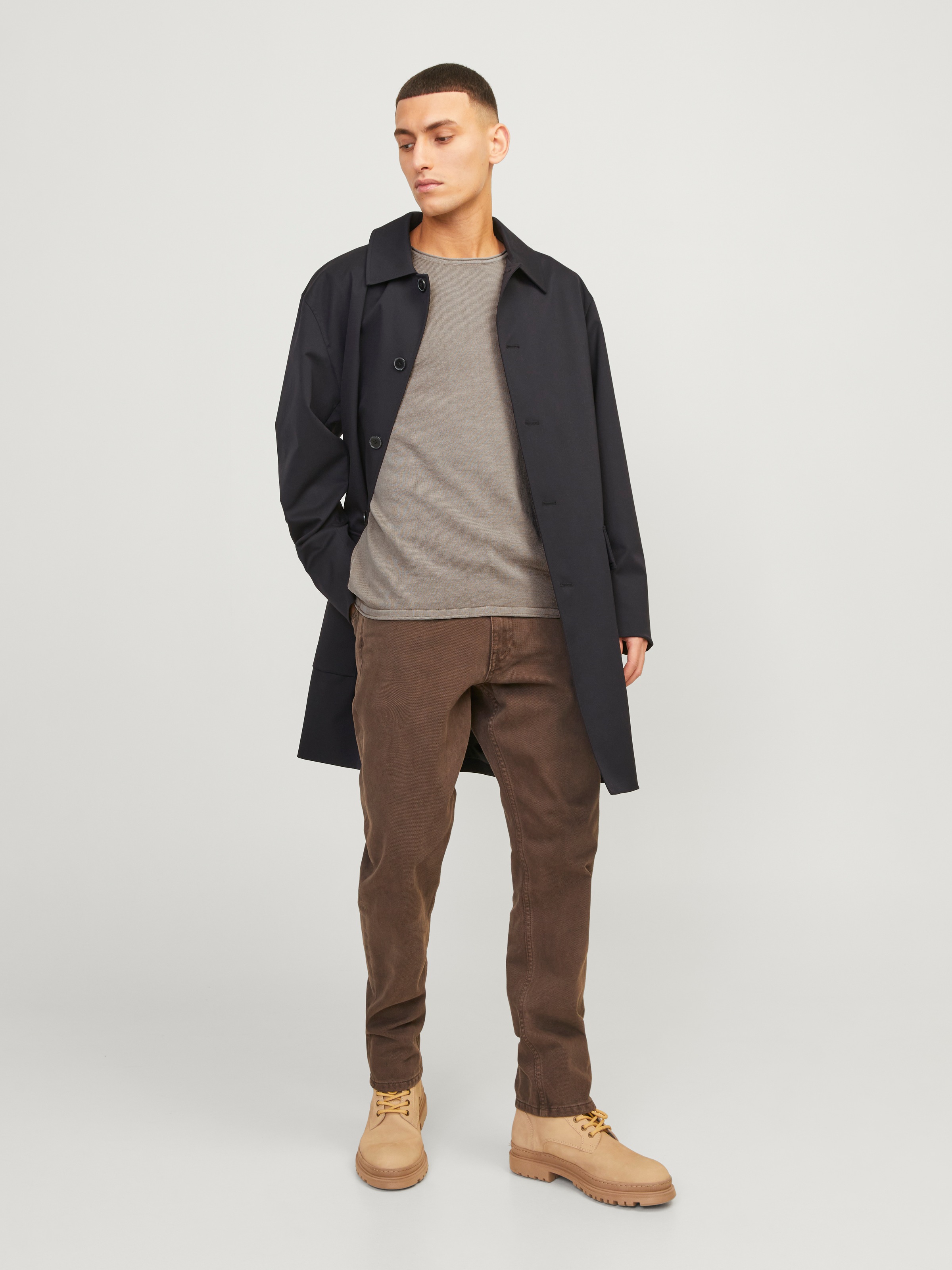 Jack & Jones Rundhalspullover »JJELEO aus pflegeleichter Baumwollqualität« unifarben, modisch, schmal, Baumwolle, Rundhals