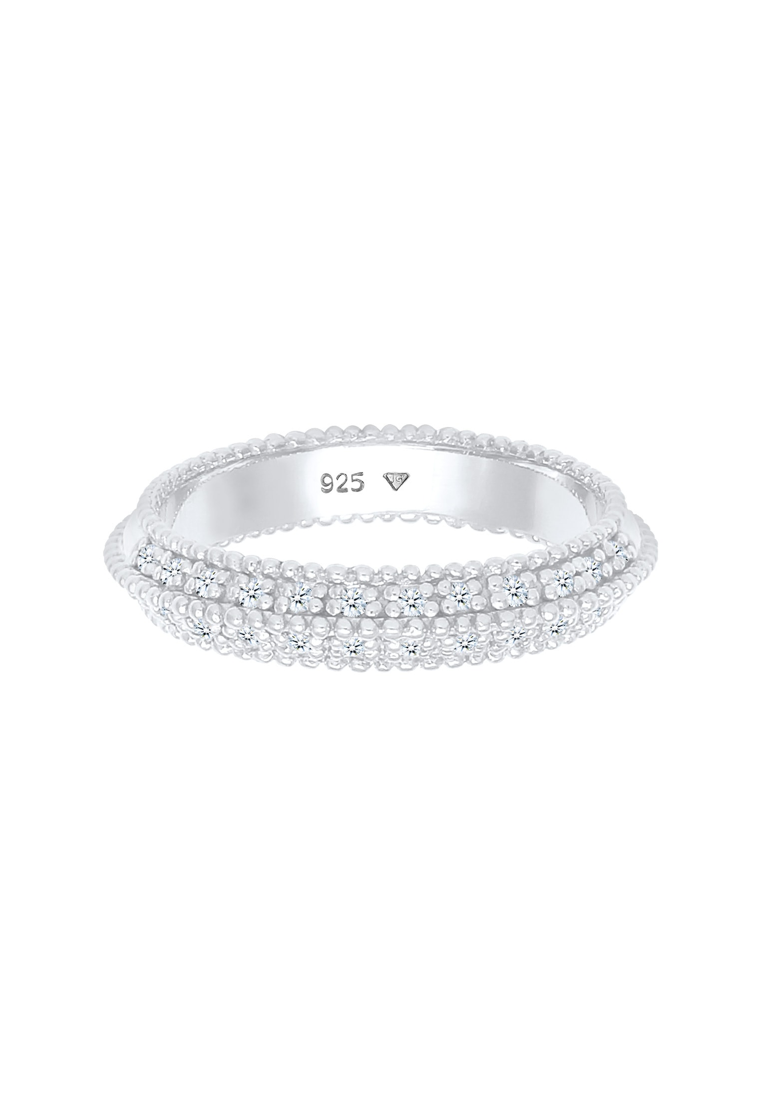 Elli DIAMONDS Verlobungsring »Ring Diamant (0.12 ct.) Kugeln Bandring 925er silber«