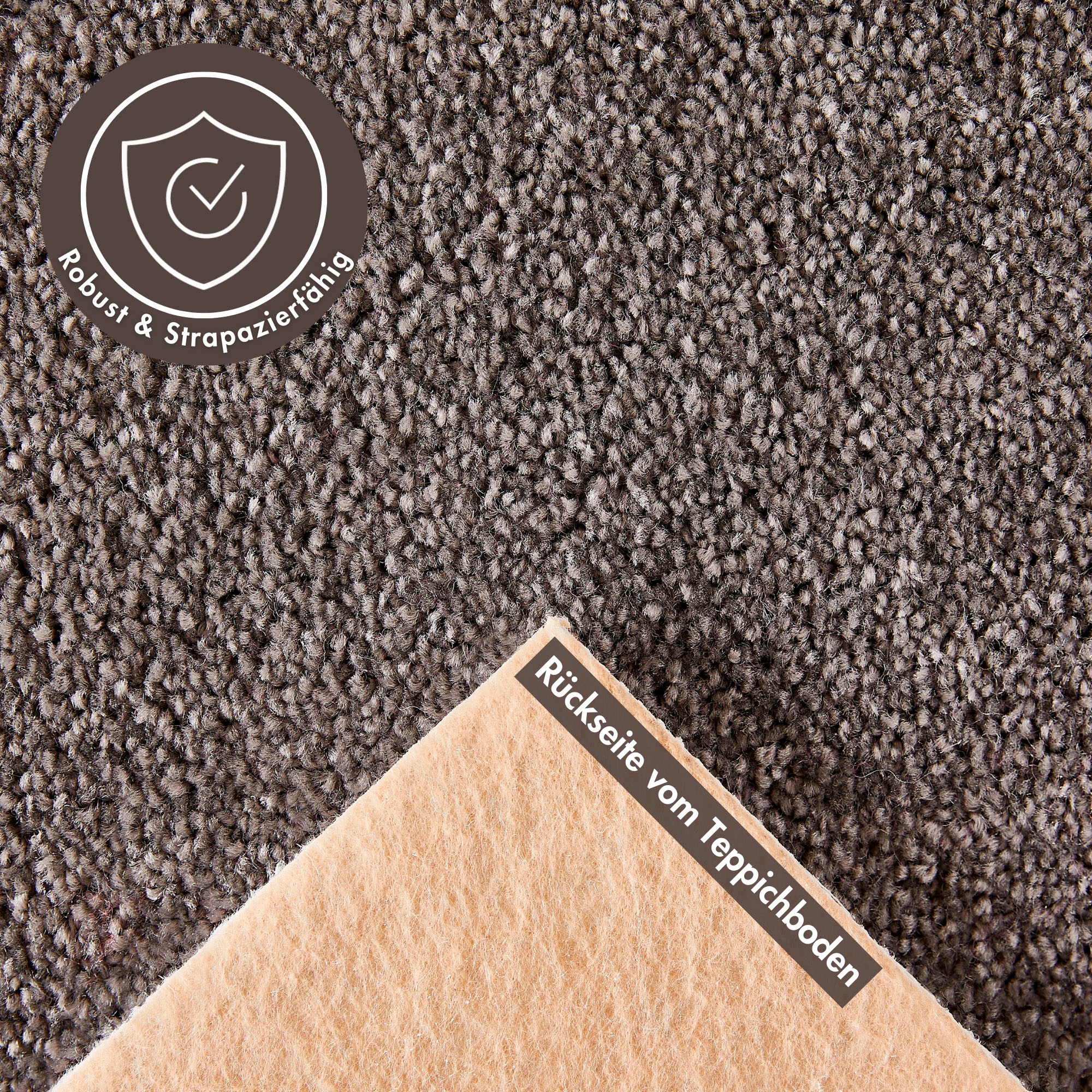 Andiamo Teppichboden »Sophie, Frisee-Velours, Made in Netherlands«, rechteckig, 12 mm Höhe, Uni Farben, Breite 400 cm oder 500 cm, strapazierfähig & pflegeleicht
