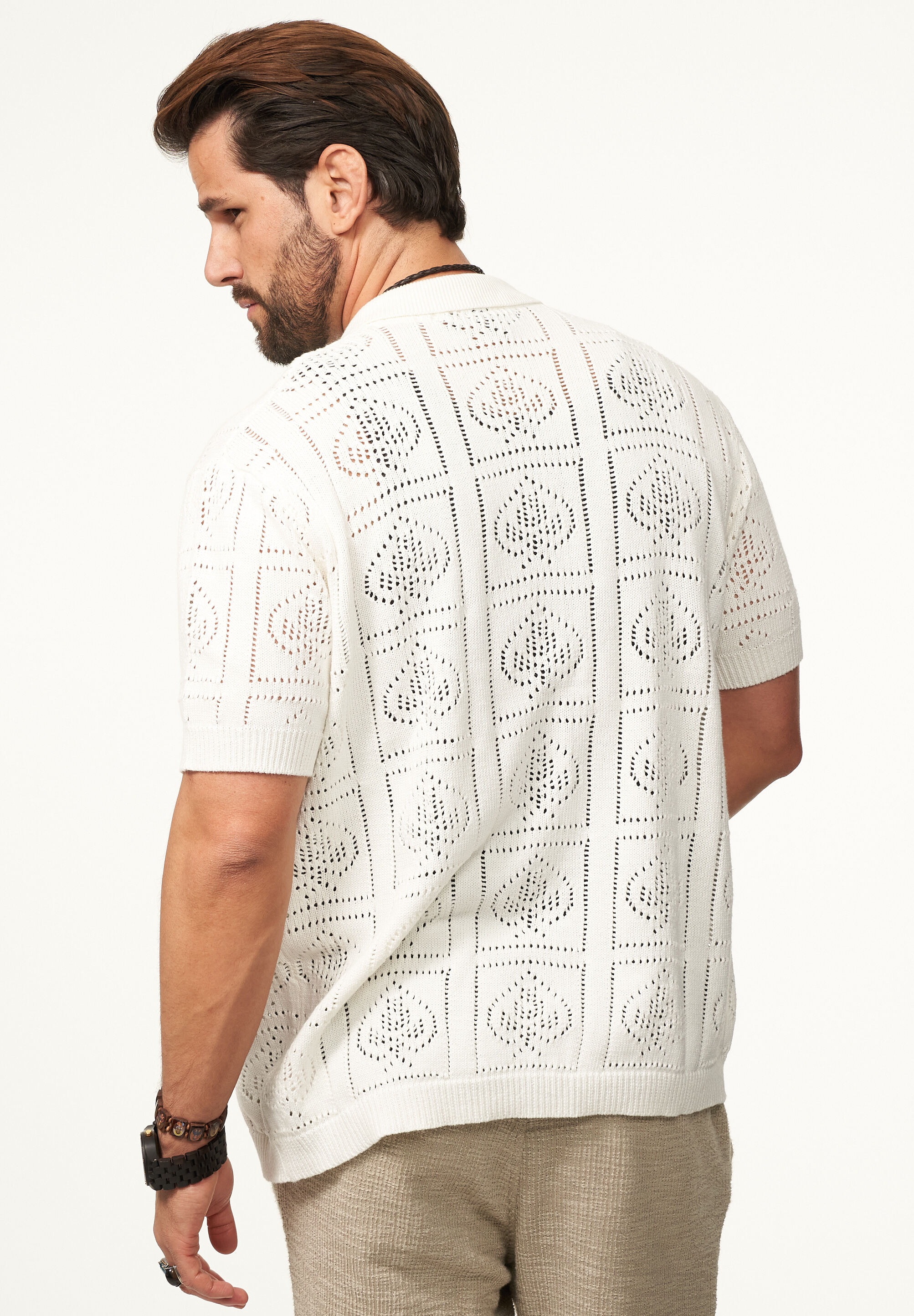 SOULSTAR Poloshirt »Kurzarm Strickhemd im Cardigan Stil mit Knopfleiste für Herren« Herren Kurzarm Strick Polo-Hemd Cardigan T-Shirt