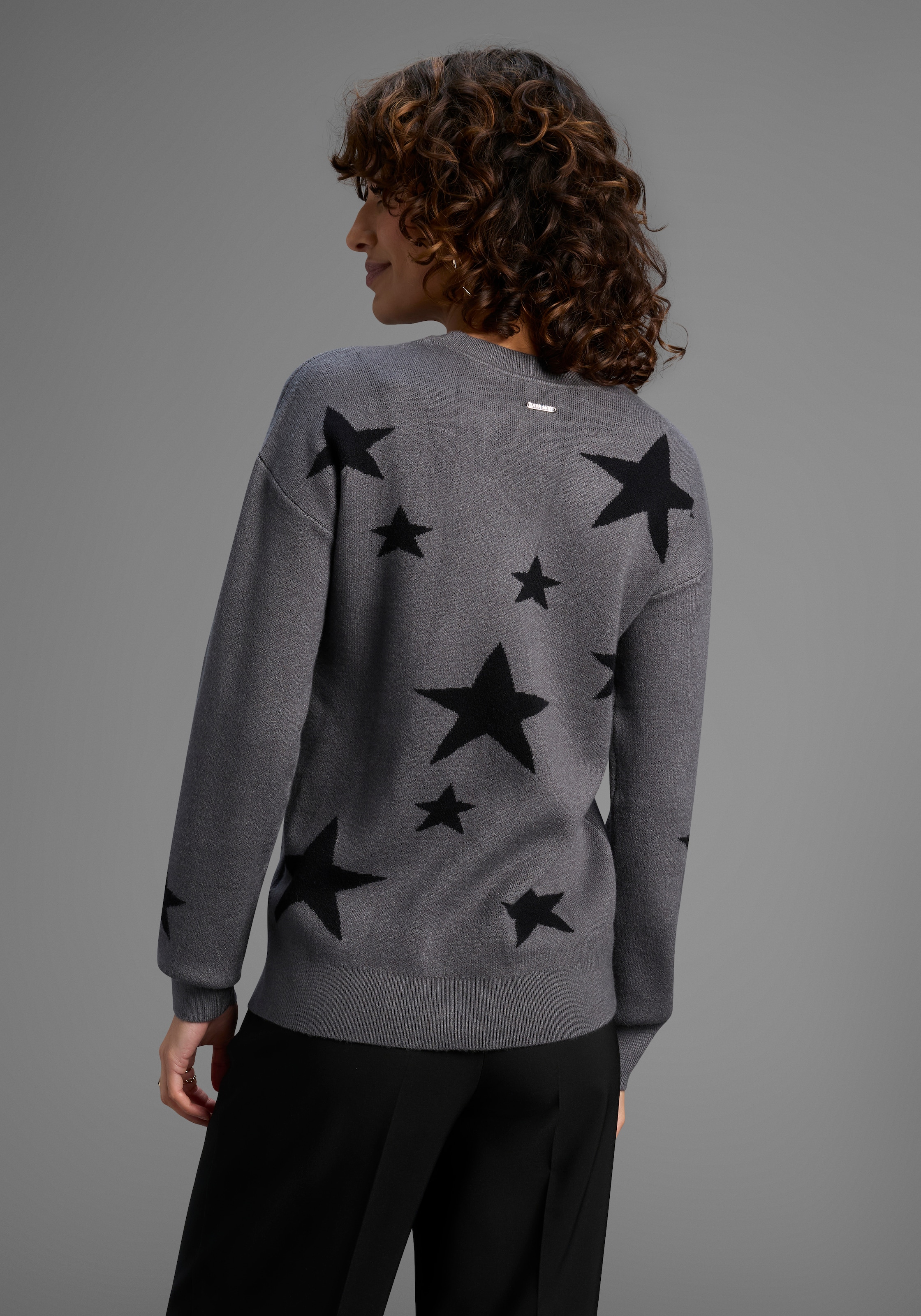 Laura Scott Rundhalspullover kuscheliger Winterstrick mit Sternenmuster - NEUE KOLLEKTION