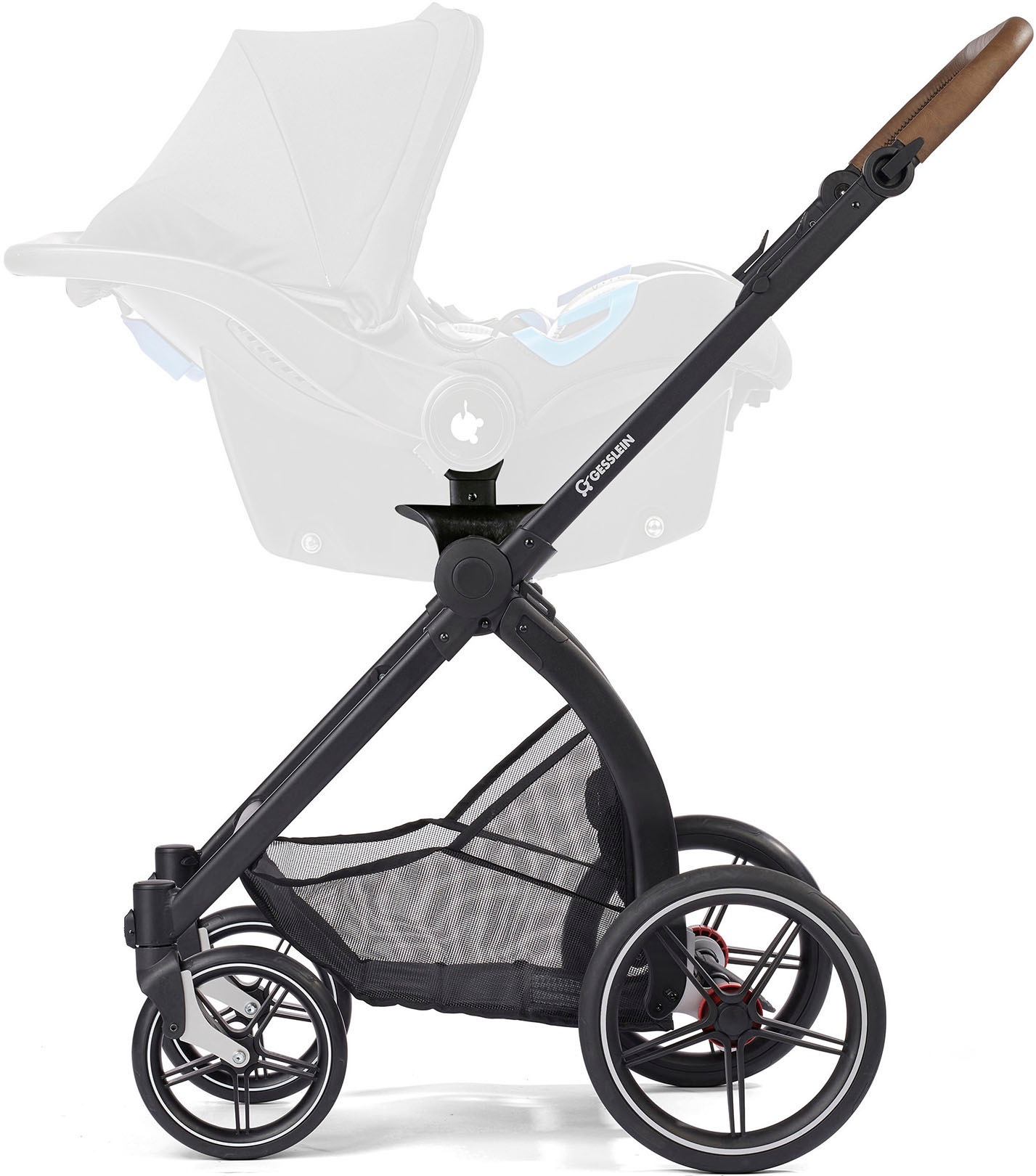 Gesslein Kombi-Kinderwagen »FX4 Soft+ mit Aufsatz Swing schwarz, mango«, mit Babywanne C3 und Babyschalenadapter