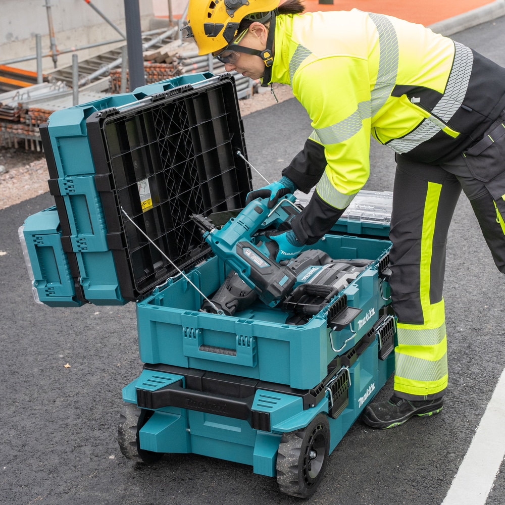 Makita Werkzeugbox »MAKTRAK  L »P-91017« max.45kg, 63,16L, Copolymer-Kunststoff« Effizientes Be- und Entladen mit dem MAKTRAK Koffer Sortiment