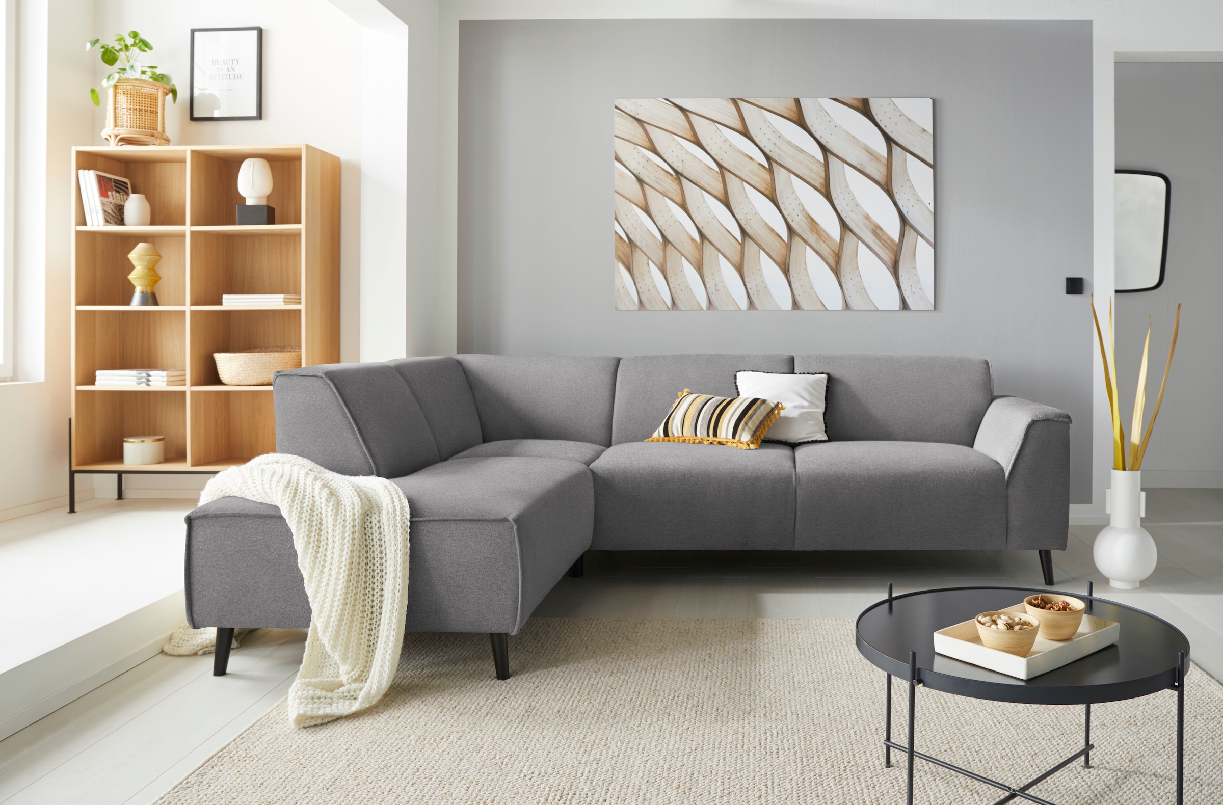 DOMO collection Ecksofa »Amora, bequem und zeitlos, L-Form«, mit Federkern für mehr Sitzkomfort