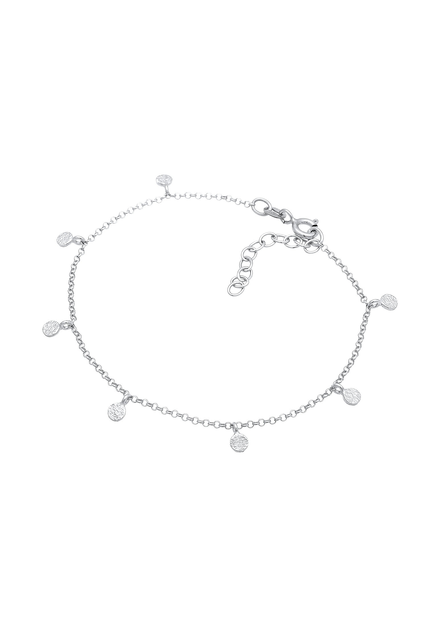 Elli Armkette »Armband Plättchen Coin Rund Matt Struktur 925 Silber«