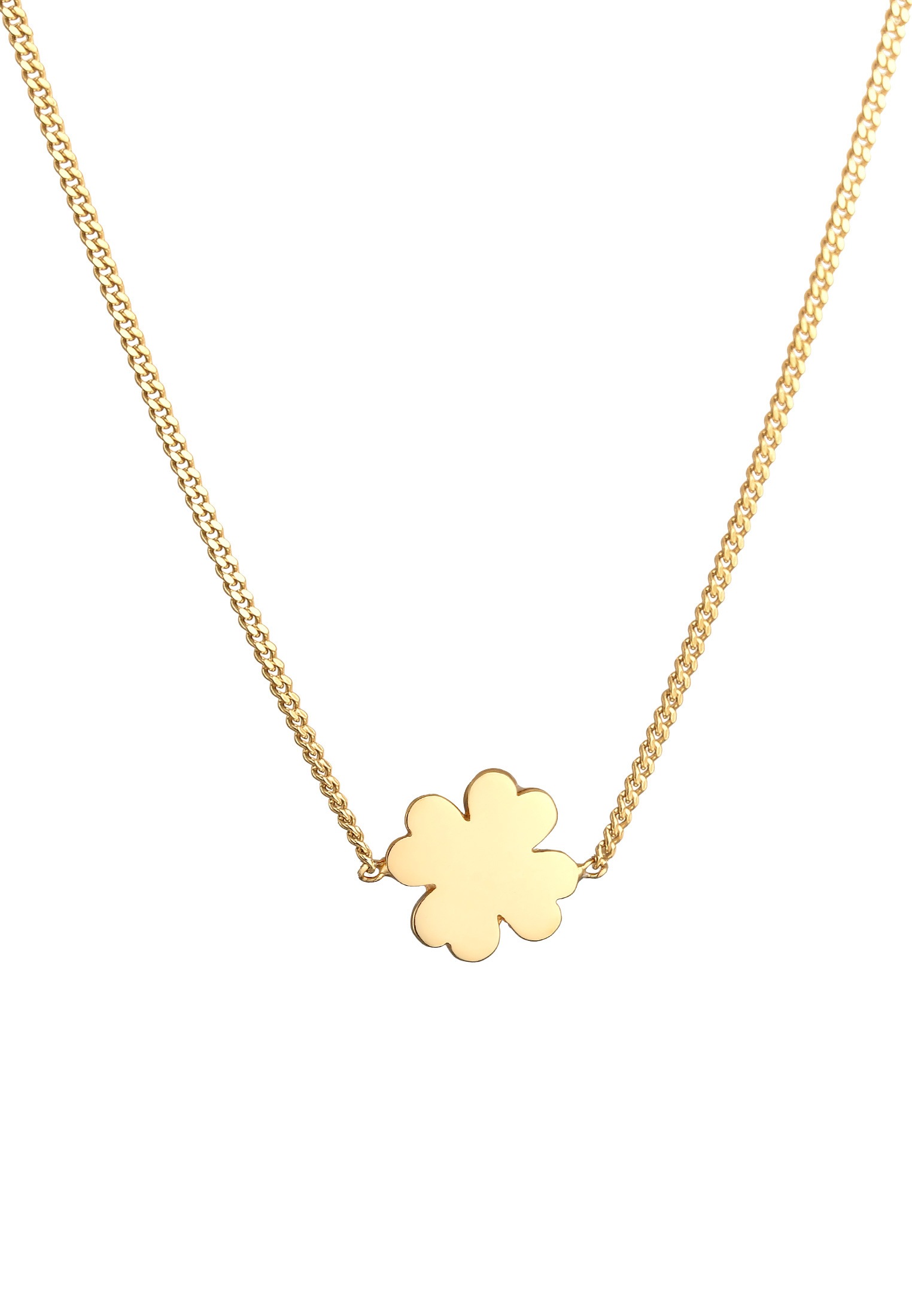 Elli Premium Kette mit Anhänger »Halskette Kleeblatt Glücksbringer Talisman 585 Gelbgold«