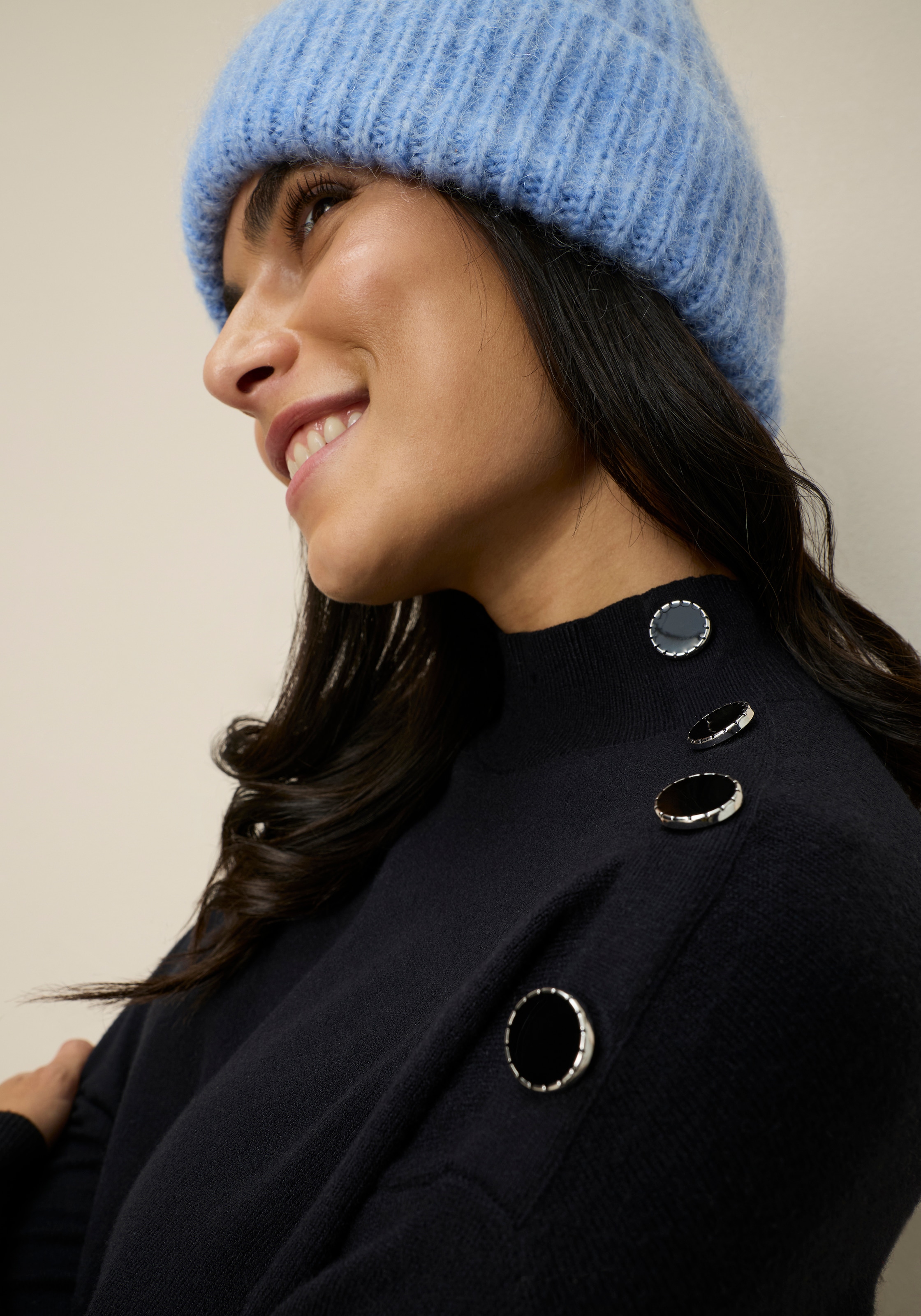 Tamaris Stehkragenpullover mit Knöpfen an der Schulter