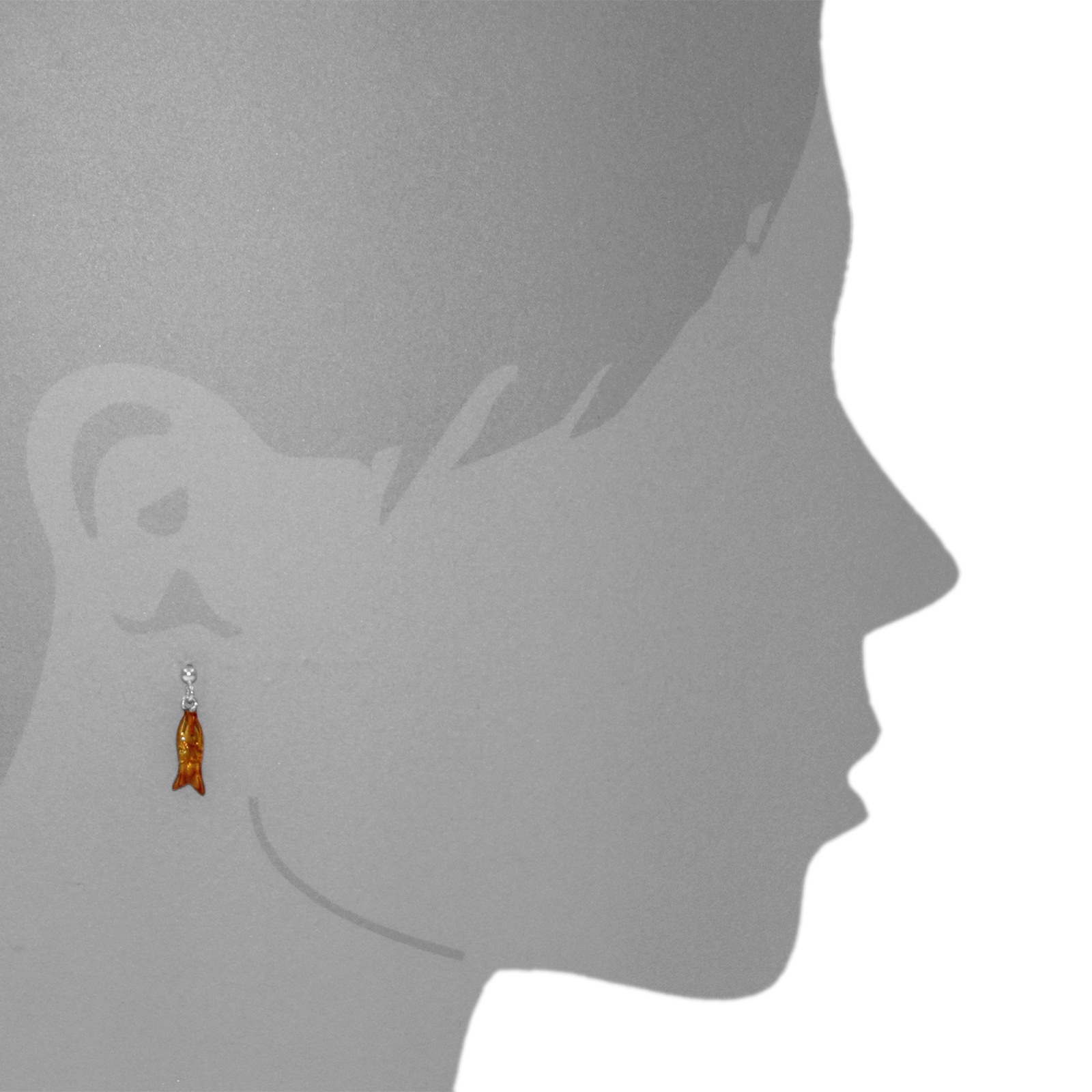 OSTSEE-SCHMUCK Paar Ohrhänger »- Fisch - Silber 925/000 - Bernstein«