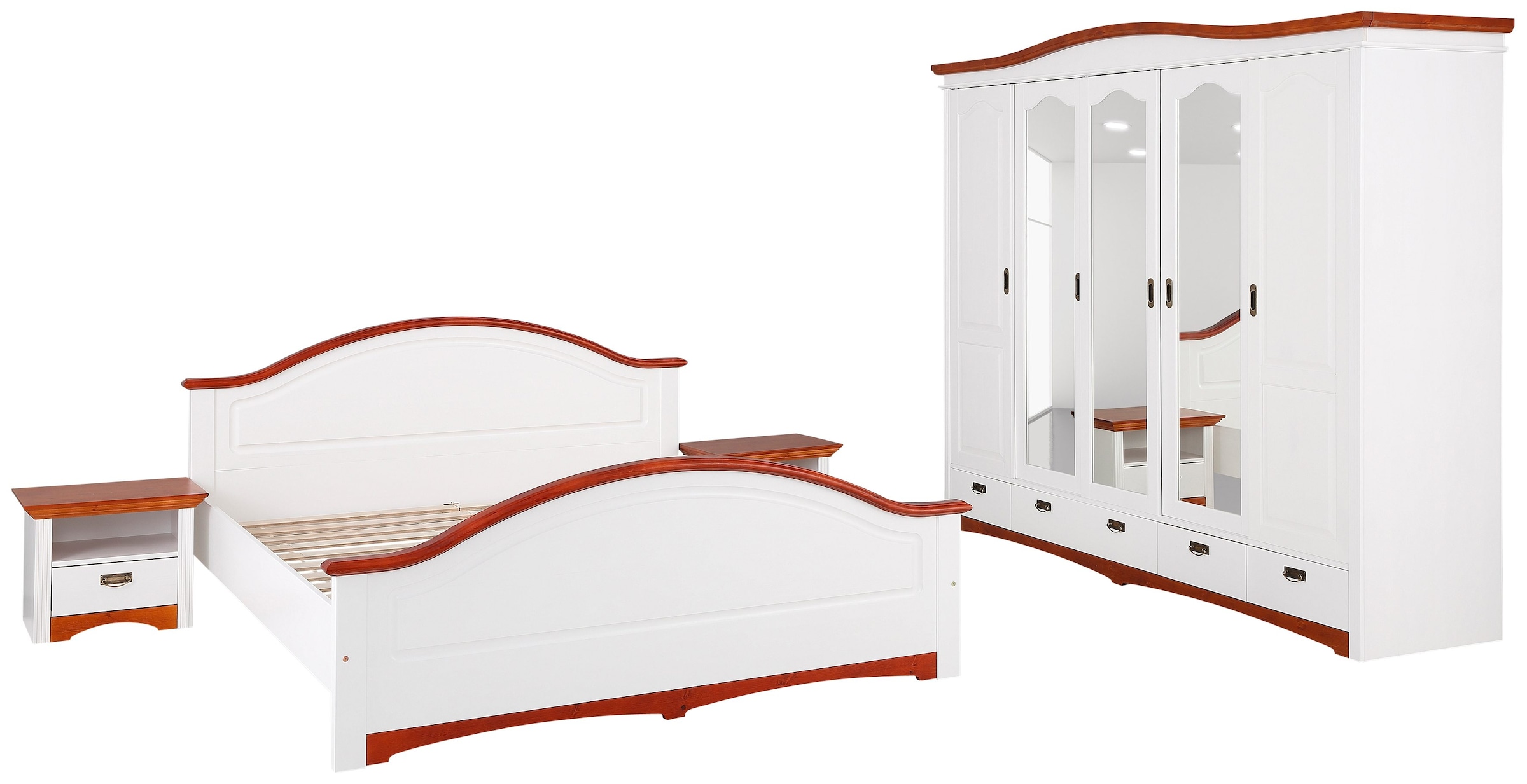 Home affaire Schlafzimmer-Set »Konrad«, (Set, 4 St.), mit 5-trg. Kleiderschrank, Bett 180/200 cm und 2 Nachttischen