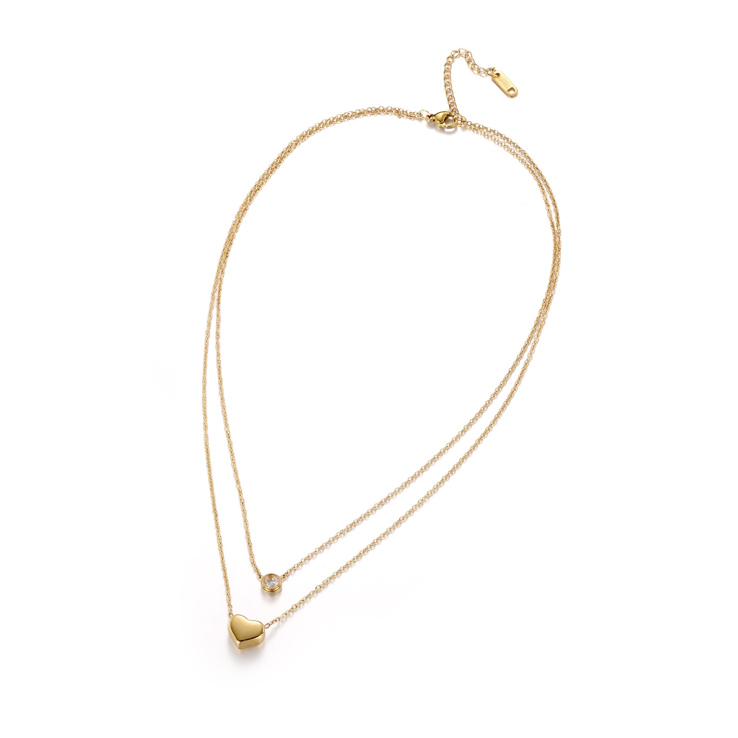 Firetti Kette mit Anhänger »Schmuck Geschenk Edelstahl Halsschmuck doppelreihig Layering Herz« mit Zirkonia (synth.)