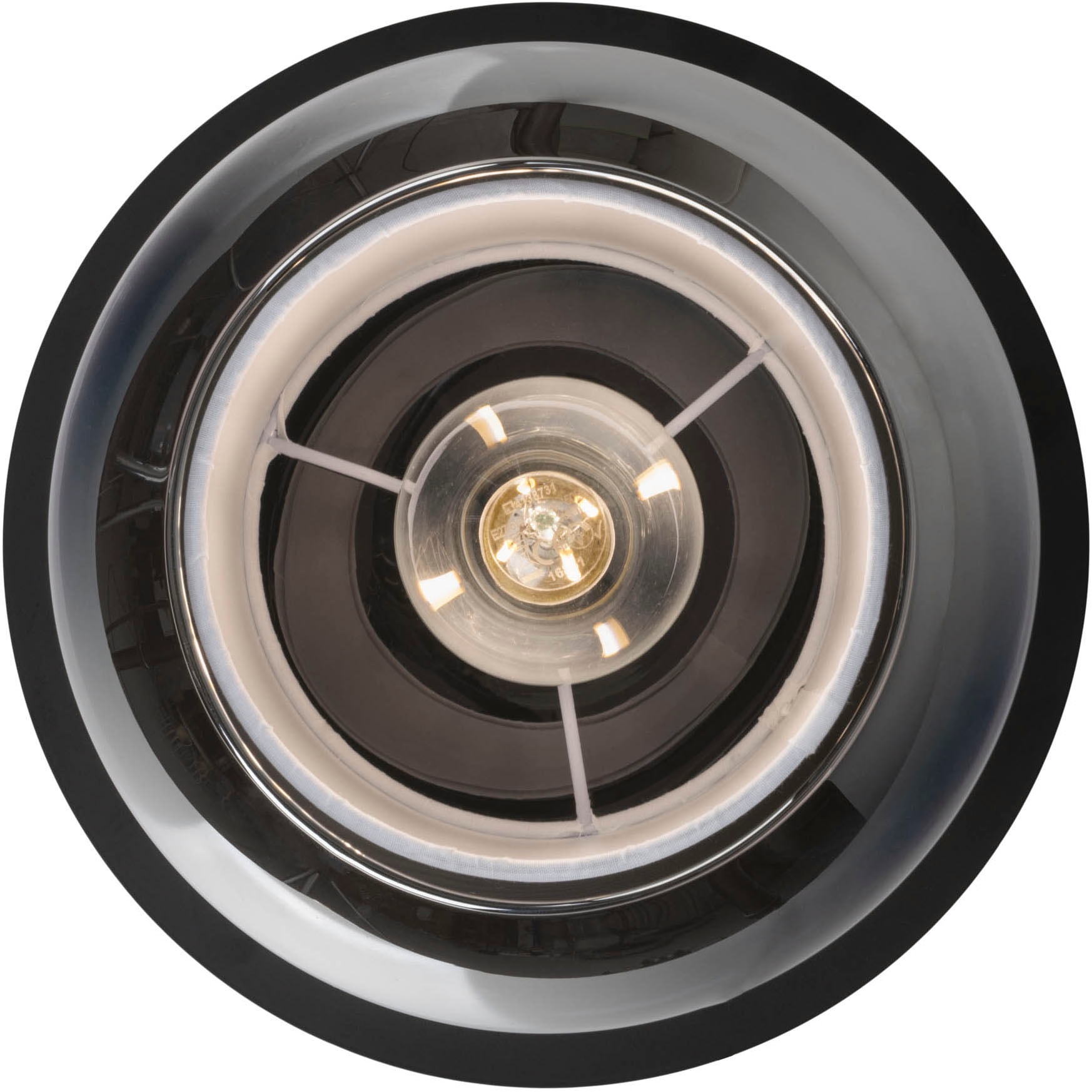 OTTO home Tischleuchte »Tanissa« E27 1 Stk. rund, Schirm Rauchglas, Innenschirm Stoff weiß, 1x E27 exkl., D: 18cm