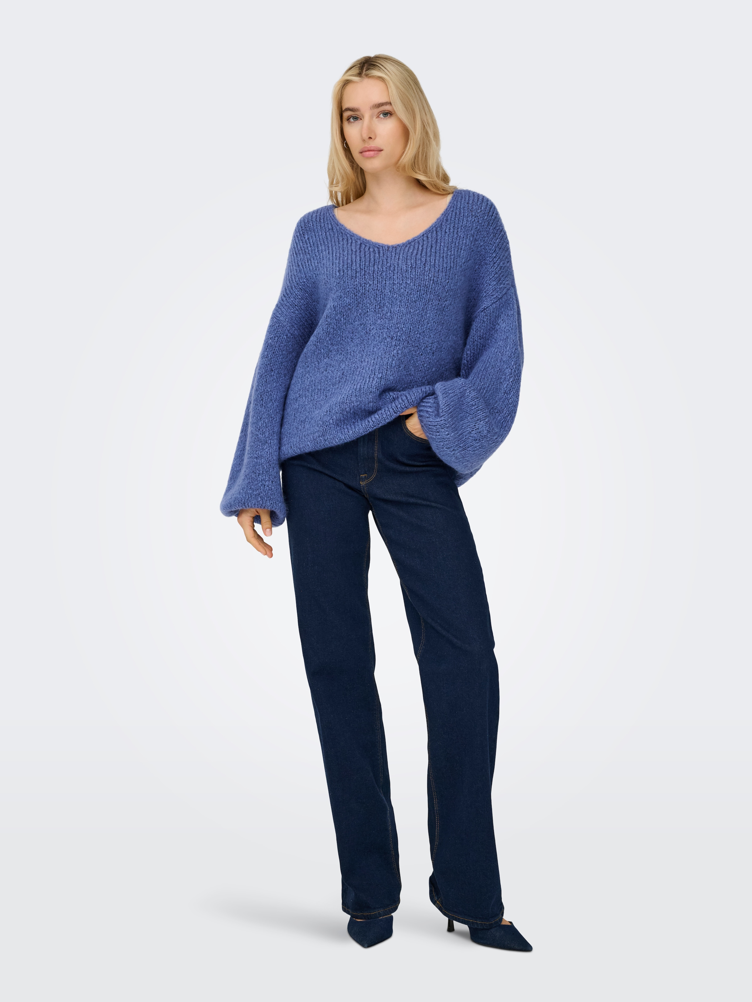 JDY V-Ausschnitt-Pullover »JDYDINEA L/S REVERSIBLE PULLOV. KNT NOOS« Kunstfaser, regular fit