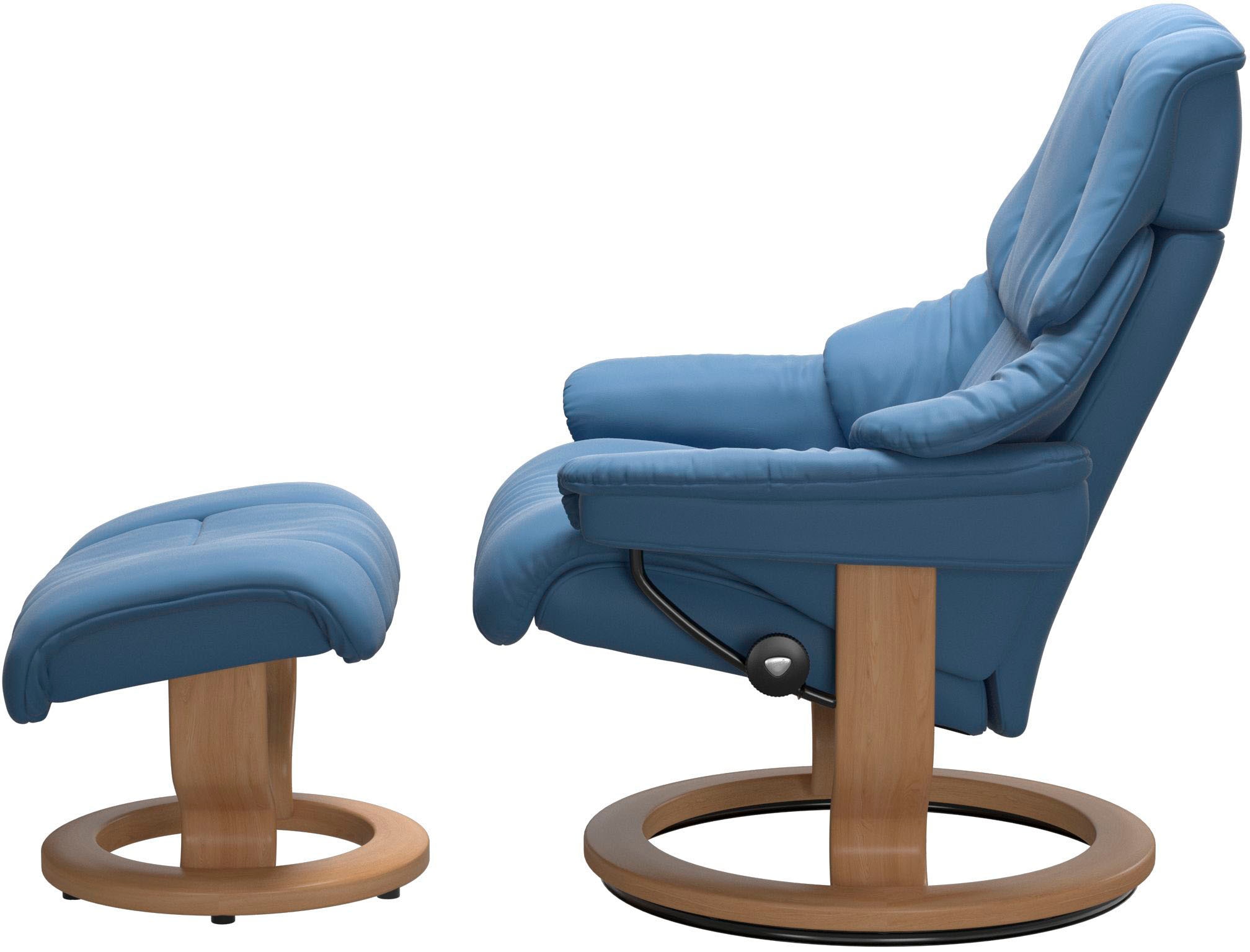 Stressless® Relaxsessel »Reno« Set, Relaxsessel mit Hocker,  mit Hocker, mit Classic Base, Größe S, M & L, Gestell Eiche