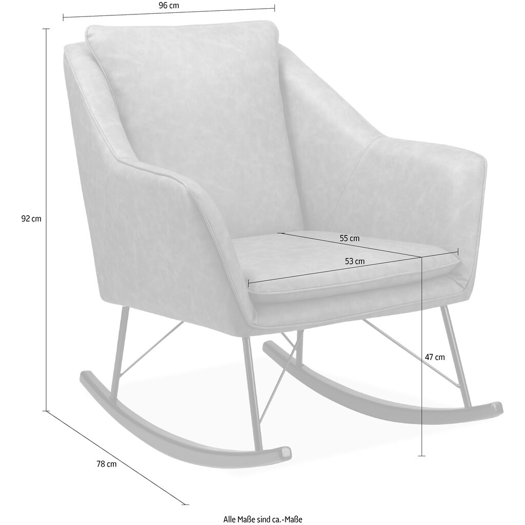 Home affaire Schaukelstuhl »Amelia«, Kunstleder, aus schönem Kunstleder Bezug, in zwei Farbvarianten, Sitzhöhe 47 cm