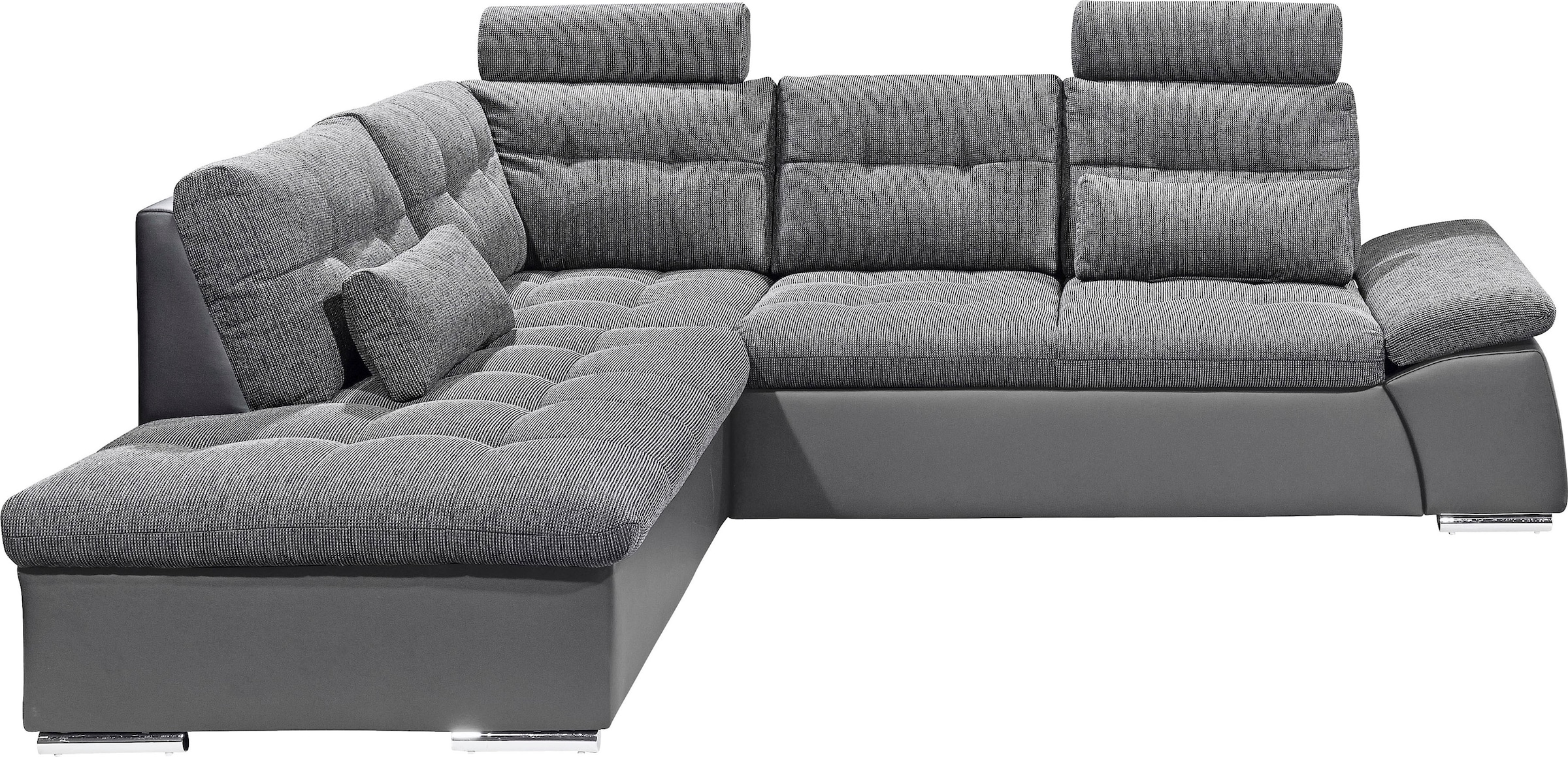ED EXCITING DESIGN Ecksofa »Jakarta L-Form«, mit Bettfunktion, Armteilverstellung, Kopfstützen & 2 Nierenkissen