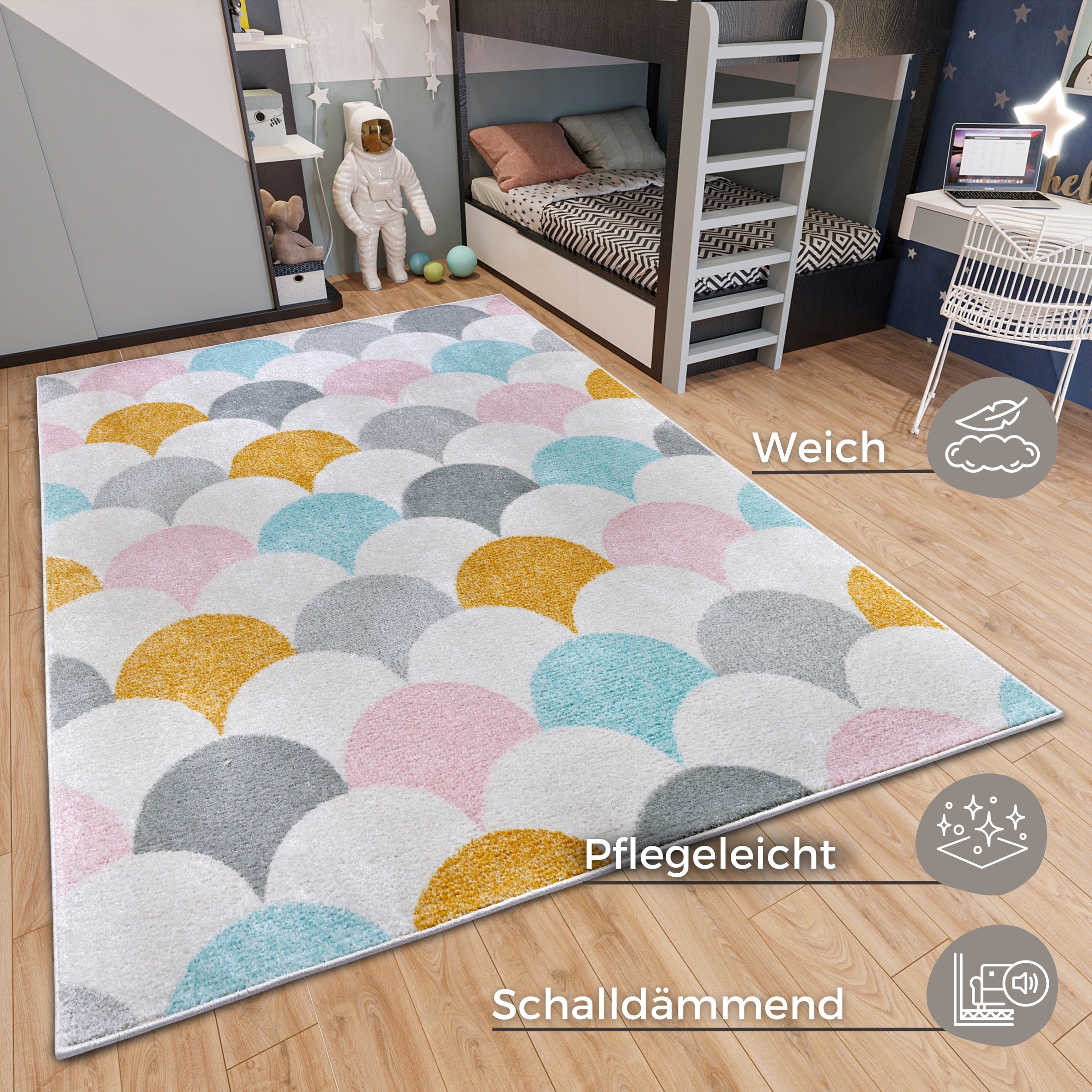 HANSE Home Kinderteppich »Adventures Cloudy«, rechteckig, 7 mm Höhe, Spielteppich, fest, Kinderzimmer, Kurzflor, Spielunterlage
